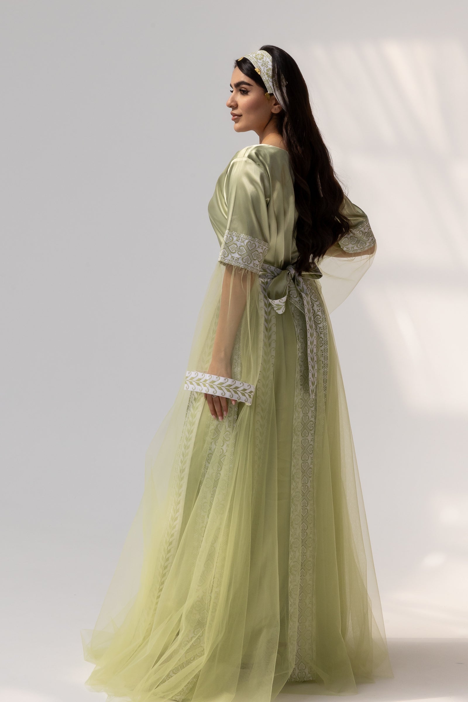 Embroidered Dress with Detachable Sheer Skirt