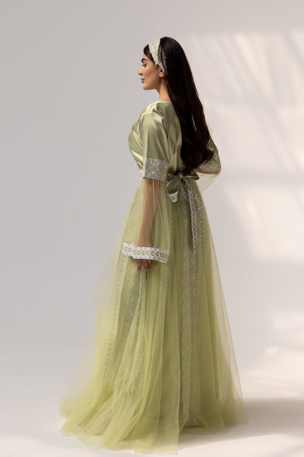 Embroidered Dress with Detachable Sheer Skirt