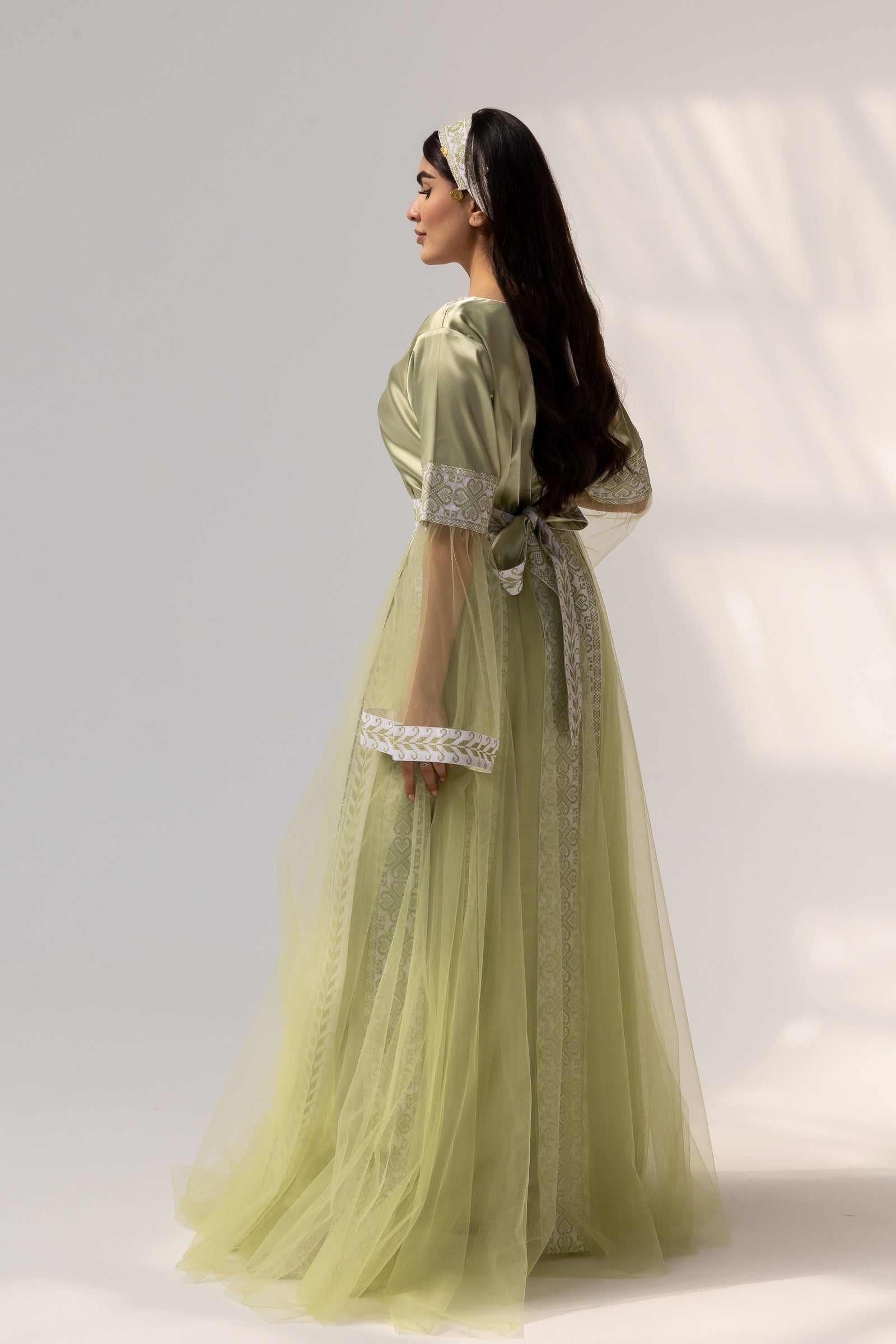 Embroidered Dress with Detachable Sheer Skirt