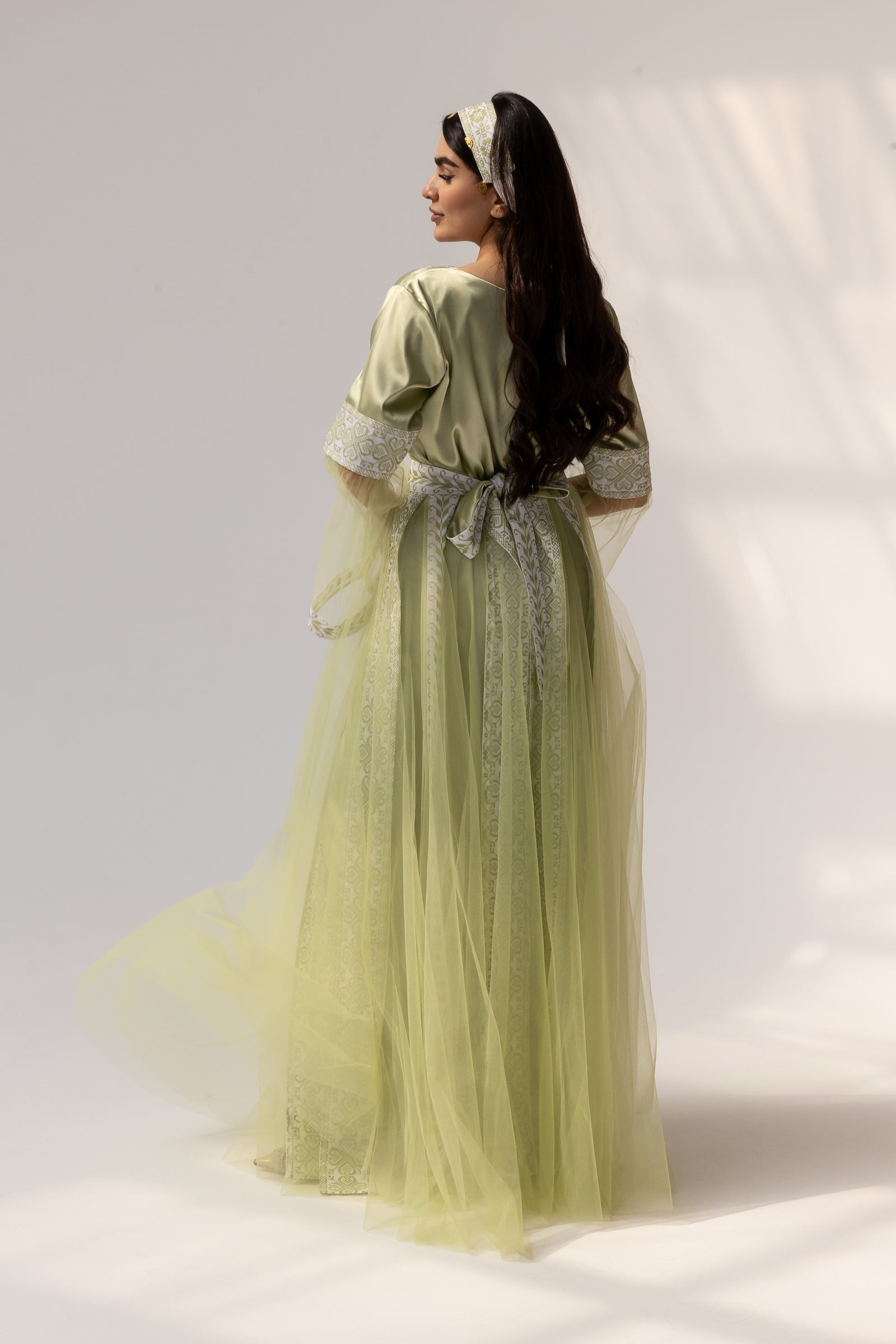 Embroidered Dress with Detachable Sheer Skirt