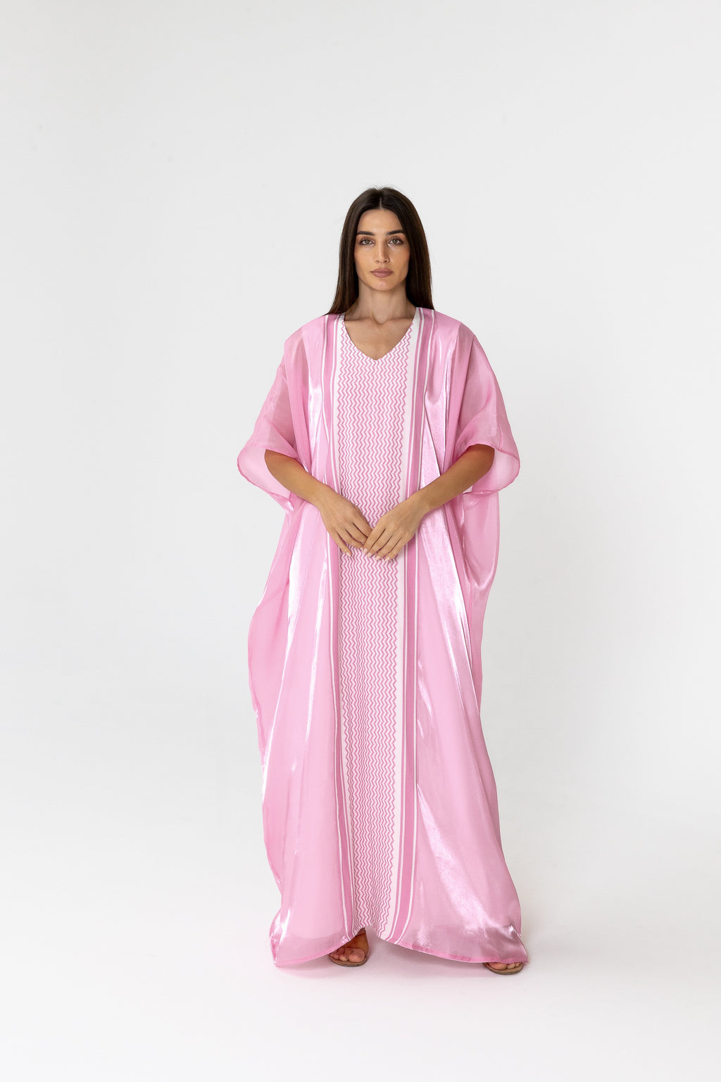 Pink Kaftan with Keffiyeh Print