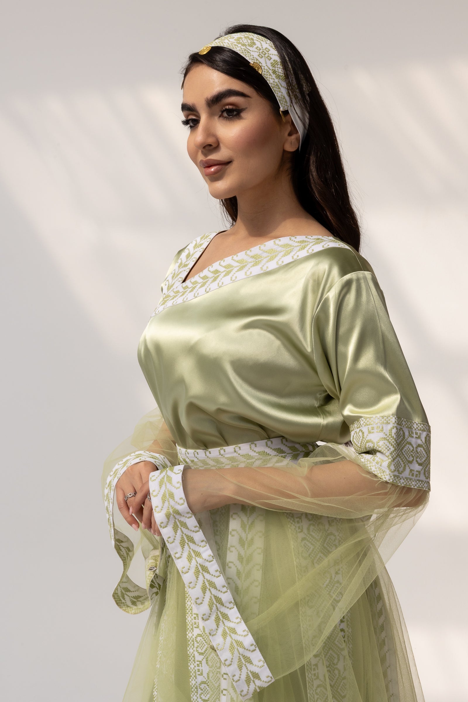Embroidered Dress with Detachable Sheer Skirt
