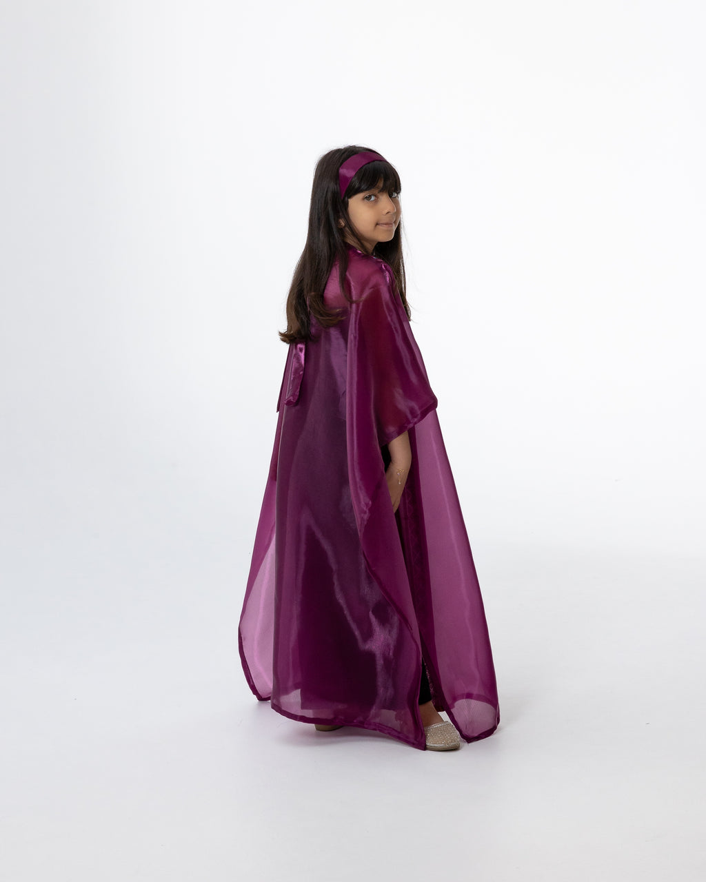 Kids Magenta Kaftan with Embroidered Details