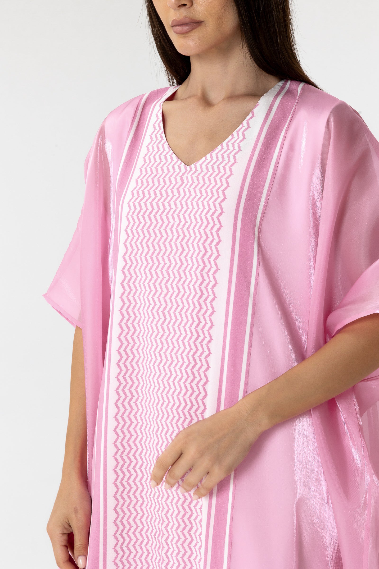 Pink Kaftan with Keffiyeh Print