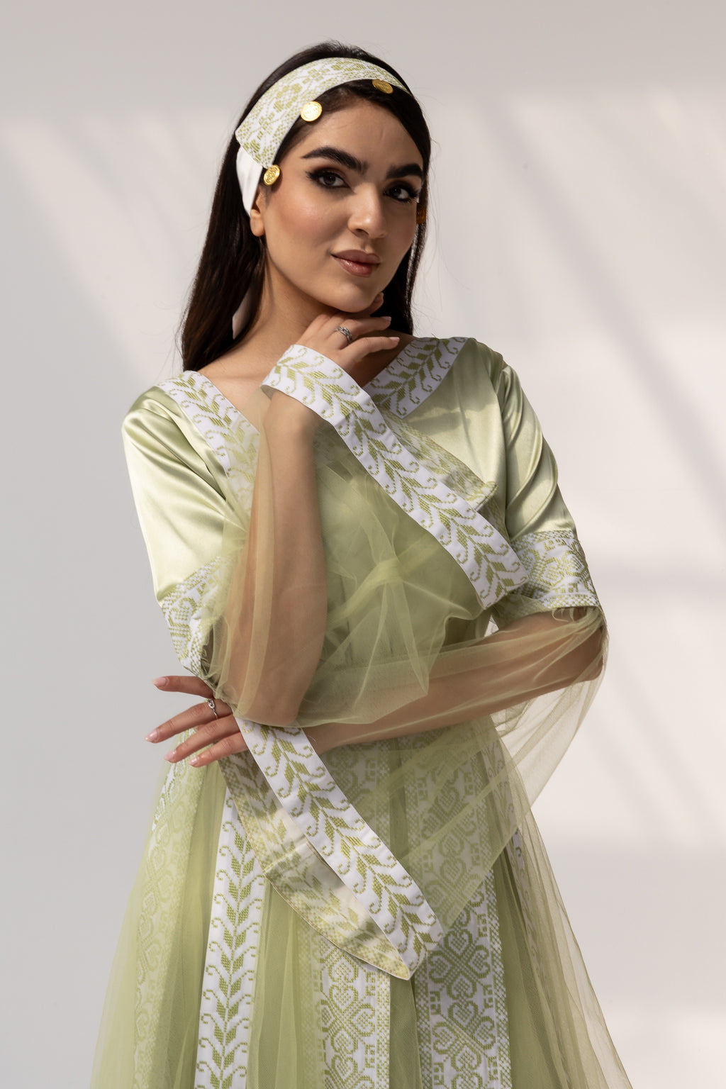 Embroidered Dress with Detachable Sheer Skirt