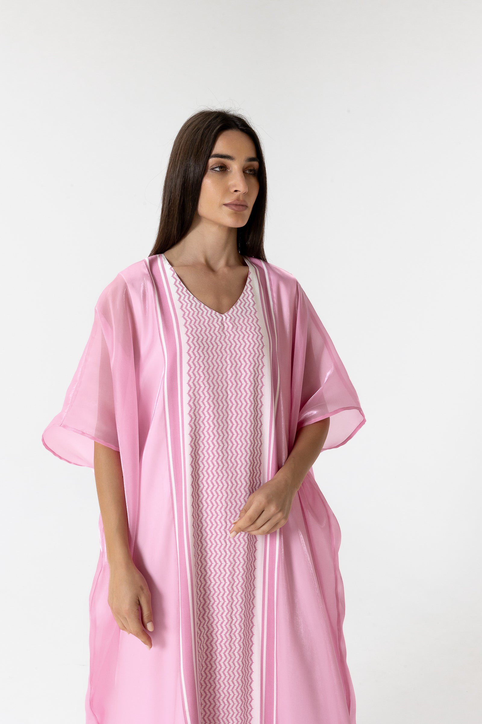 Pink Kaftan with Keffiyeh Print