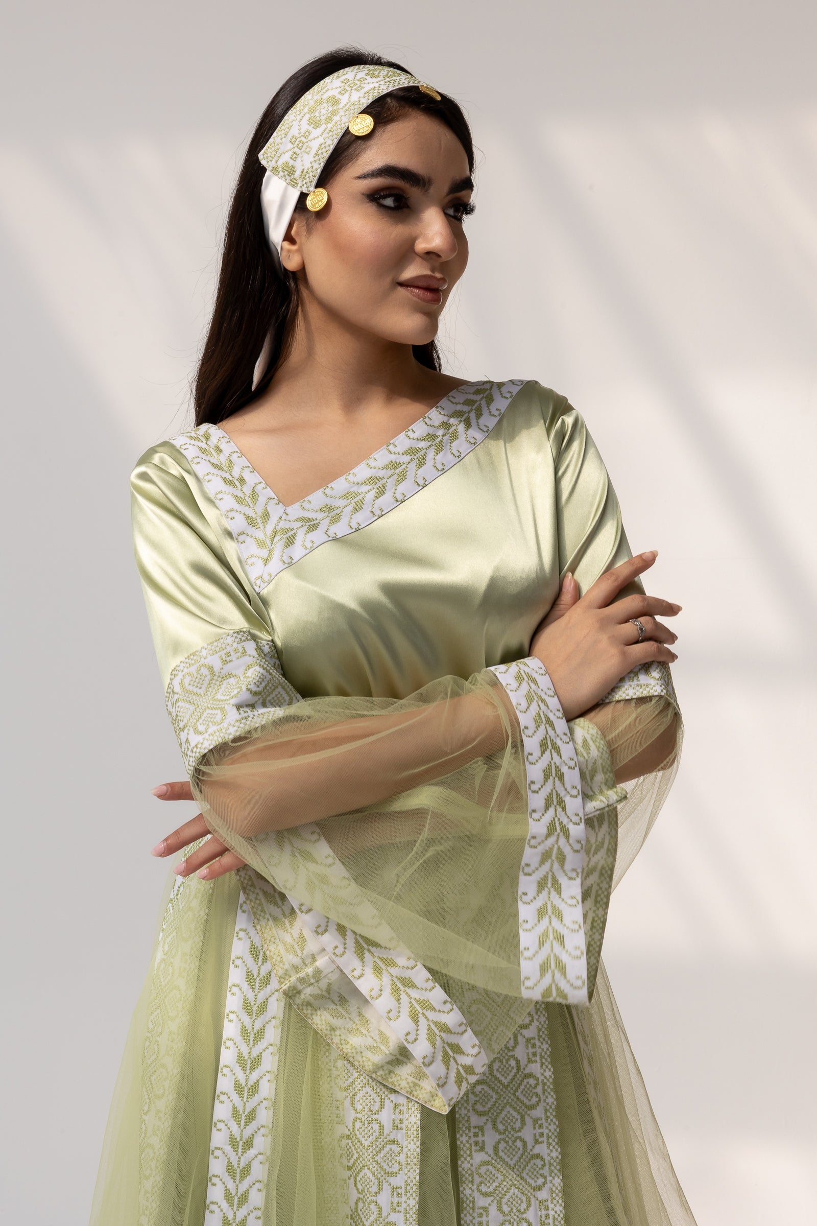 Embroidered Dress with Detachable Sheer Skirt