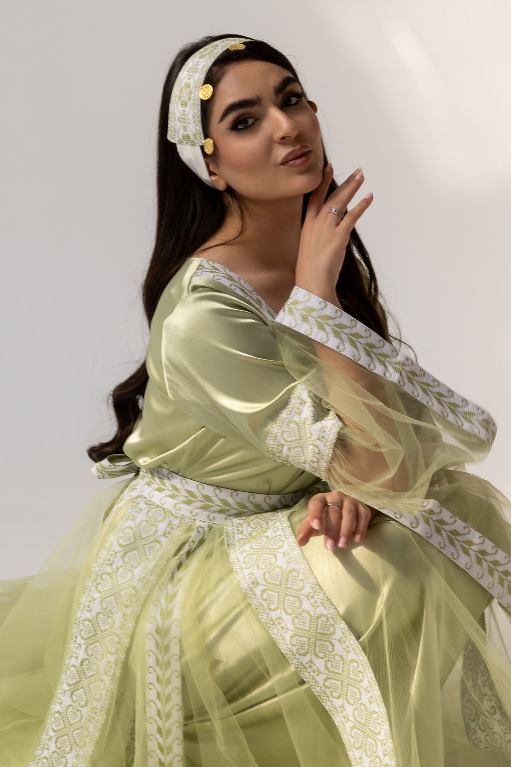 Embroidered Dress with Detachable Sheer Skirt