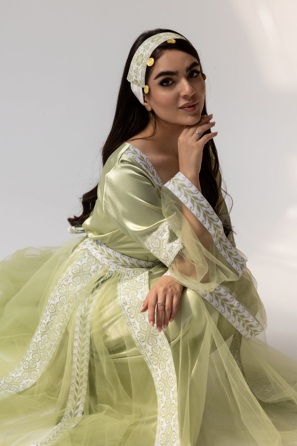 Embroidered Dress with Detachable Sheer Skirt