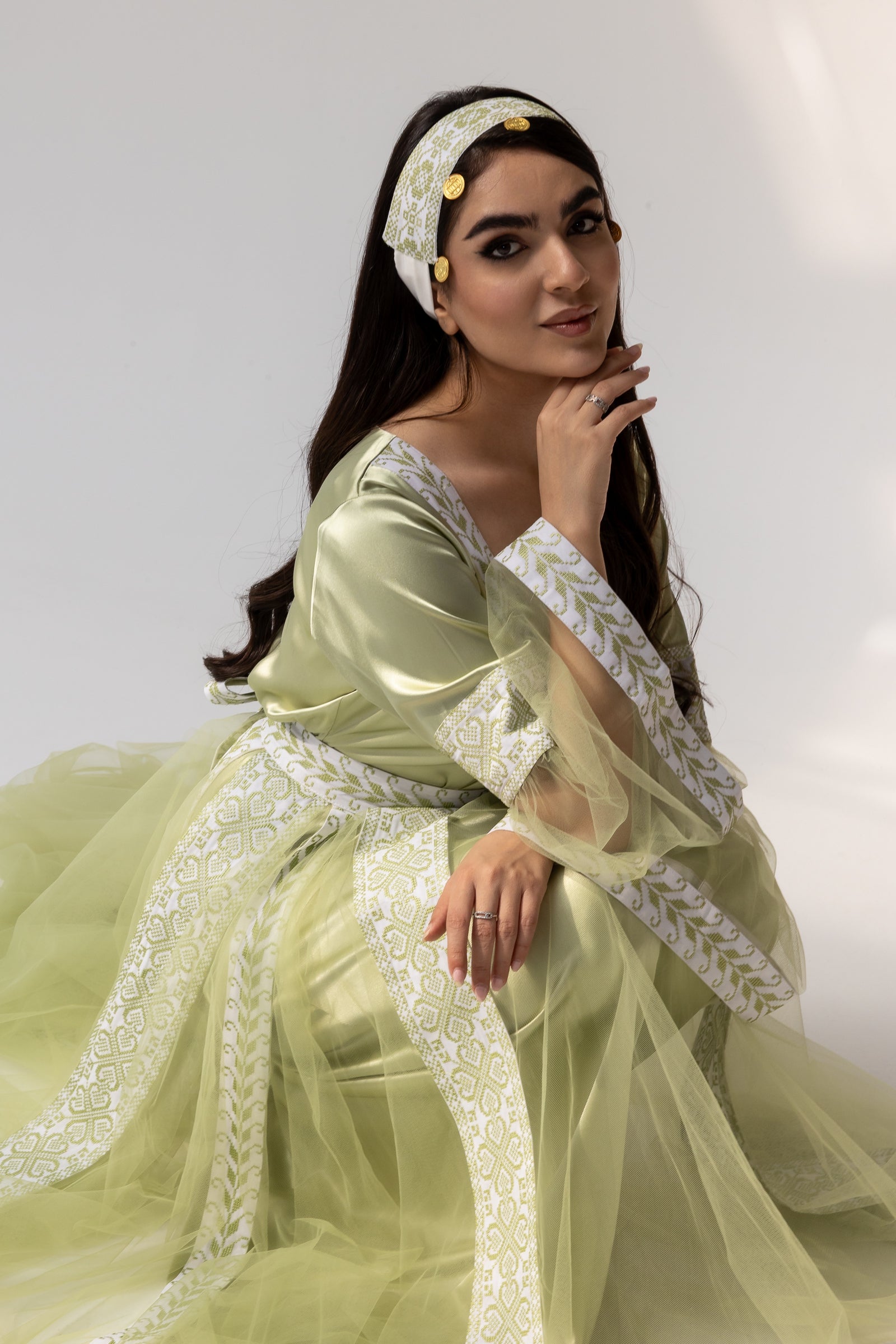 Embroidered Dress with Detachable Sheer Skirt