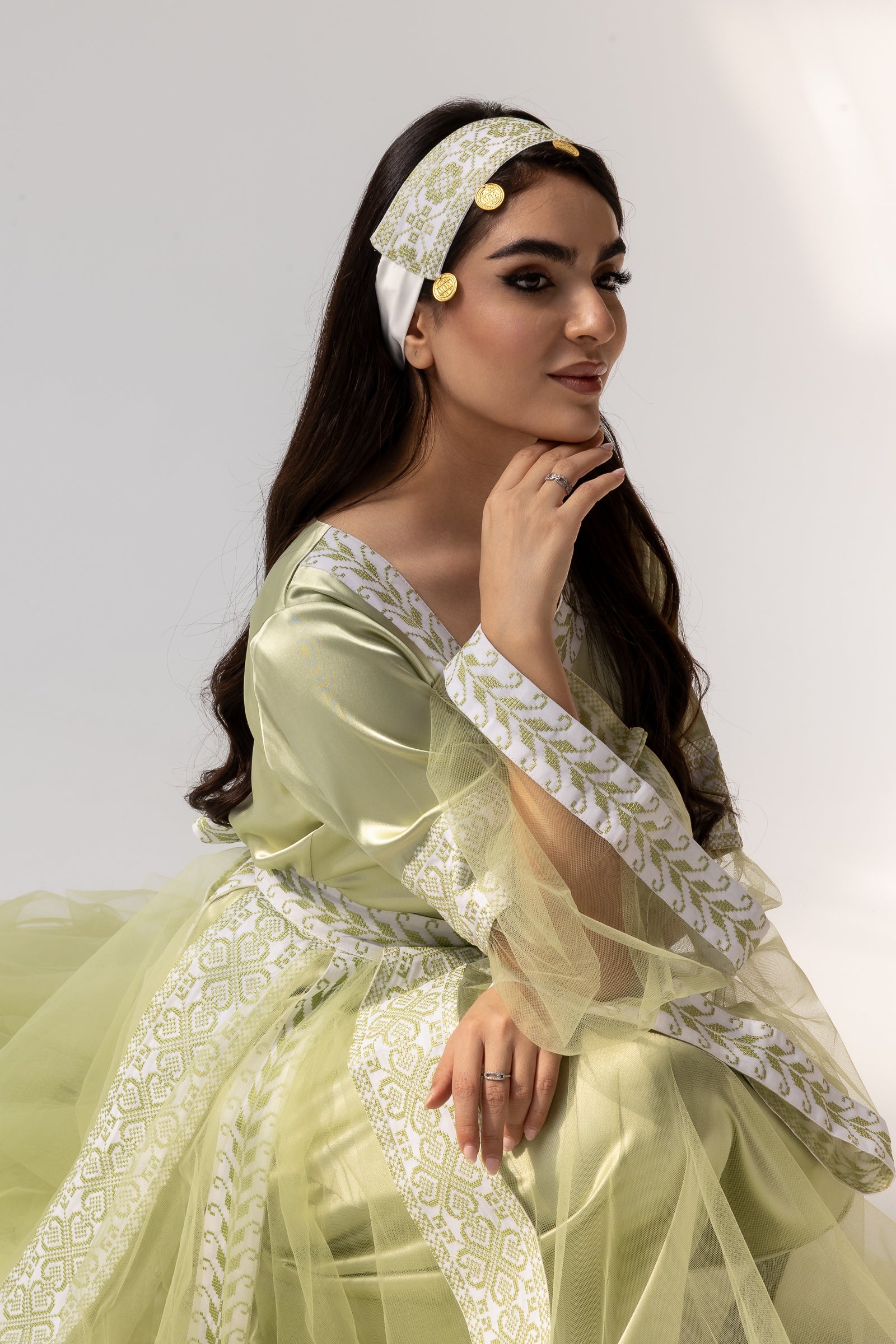 Embroidered Dress with Detachable Sheer Skirt