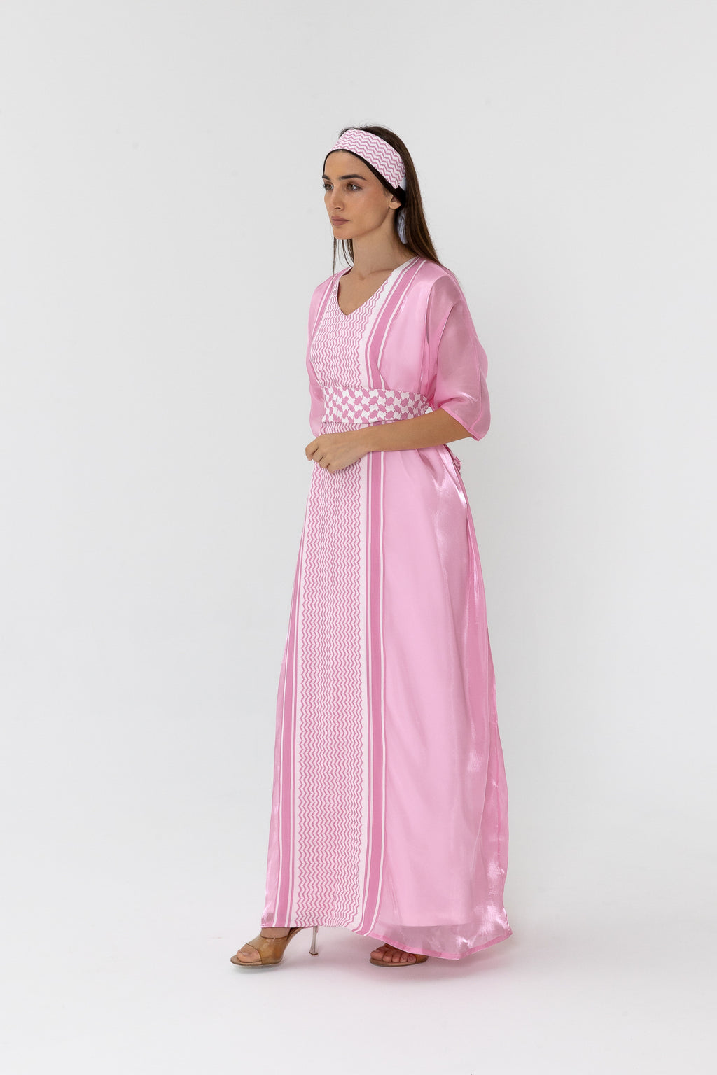 Pink Kaftan with Keffiyeh Print