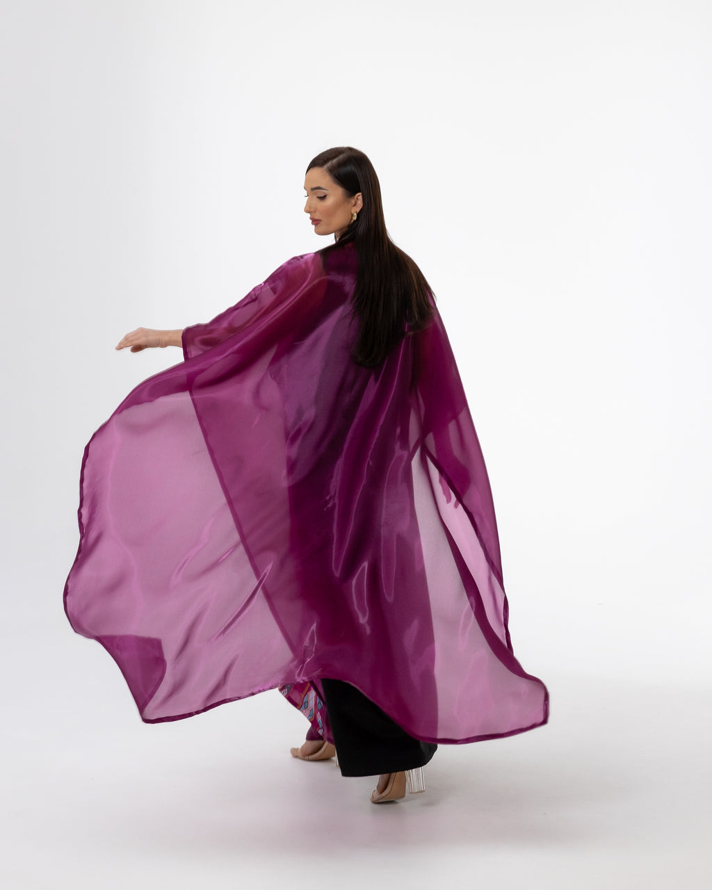 Plum Open Cape with Embroidery