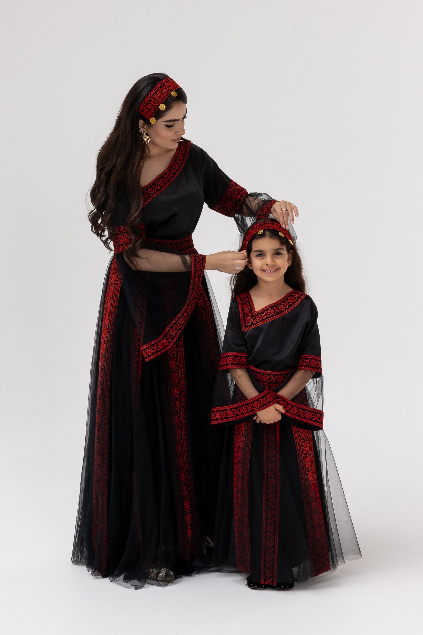 Black Embroidered Dress with Detachable Skirt