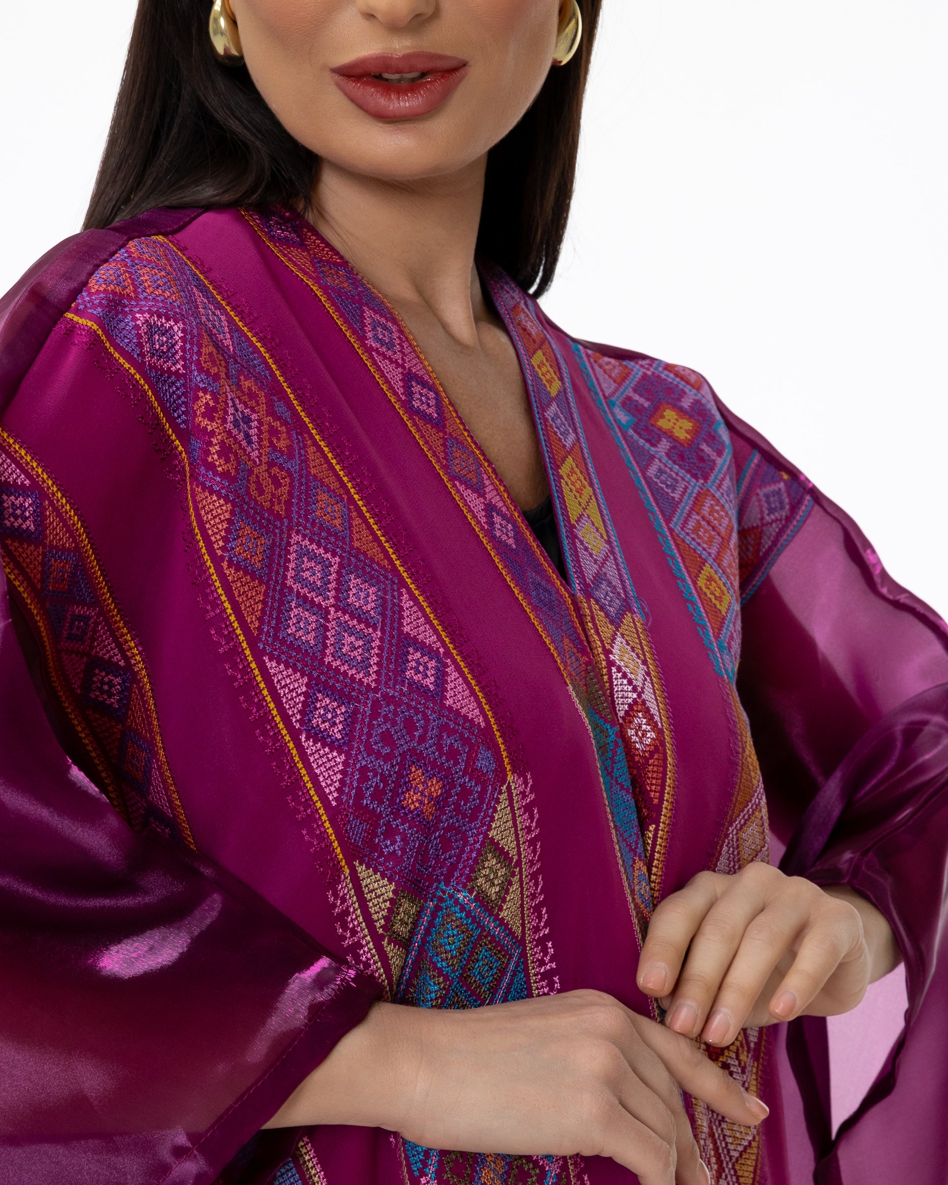 Plum Open Cape with Embroidery
