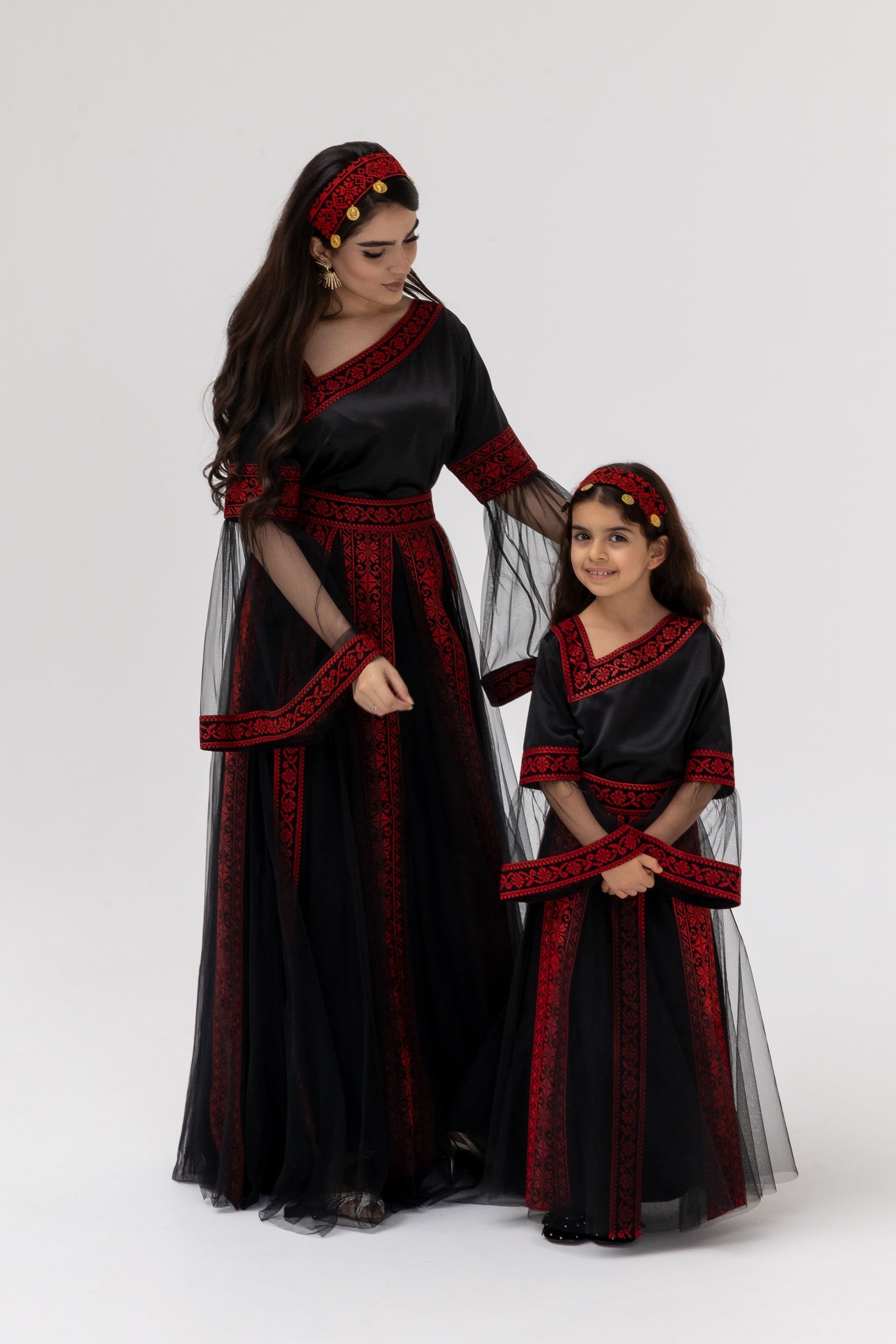 Black Embroidered Dress with Detachable Skirt