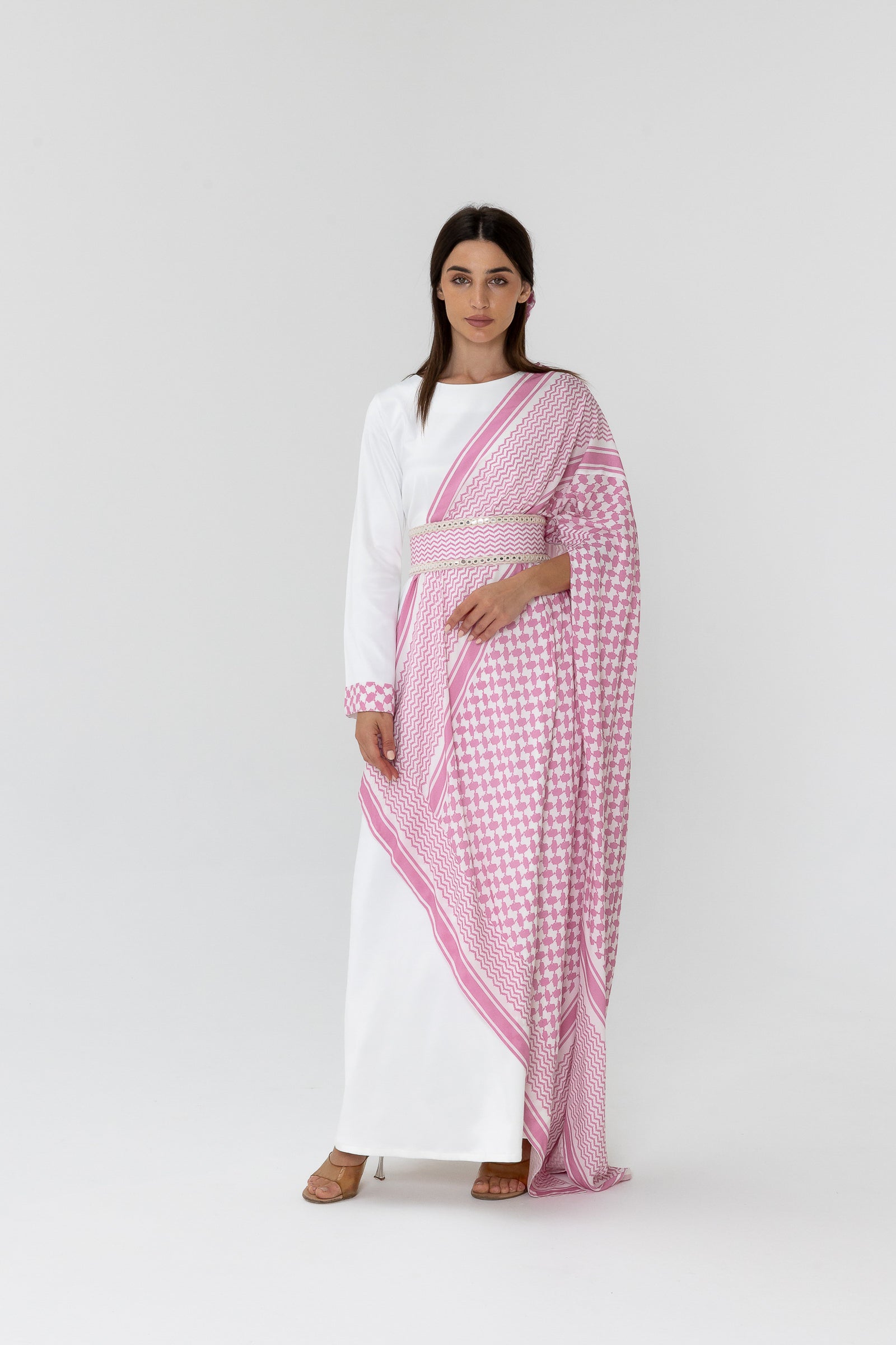Pink Keffiyeh Layered Dress Set