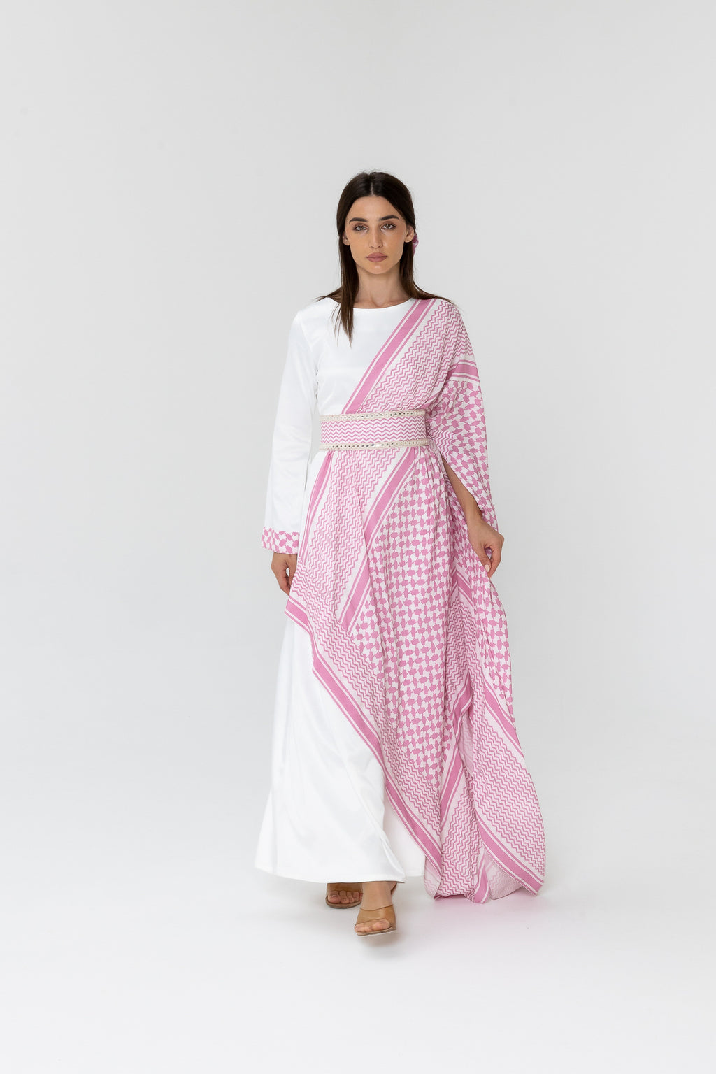 Pink Keffiyeh Layered Dress Set