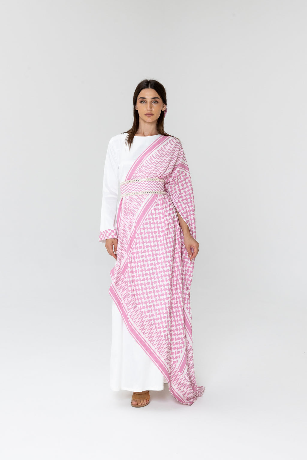Pink Keffiyeh Layered Dress Set
