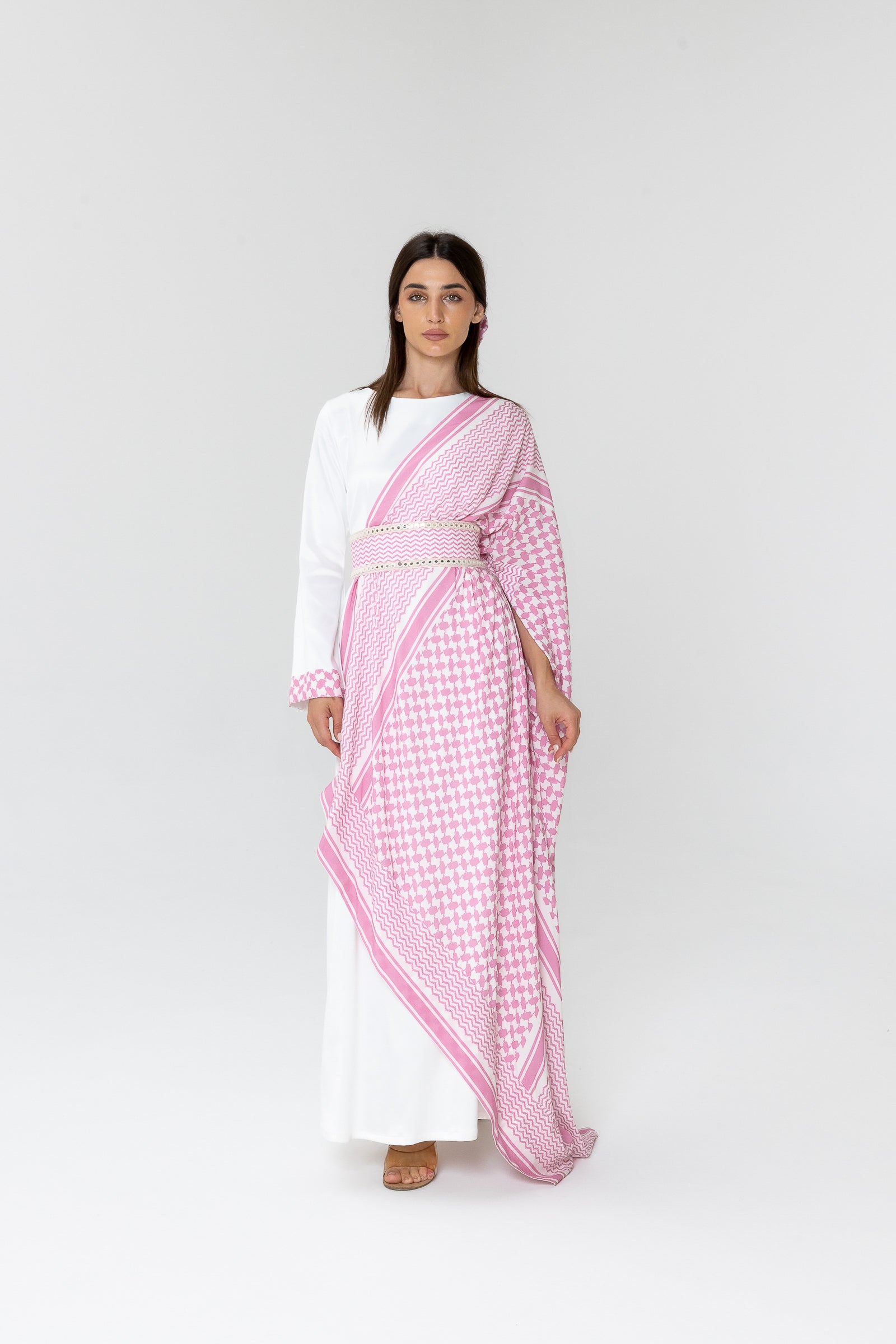 Pink Keffiyeh Layered Dress Set