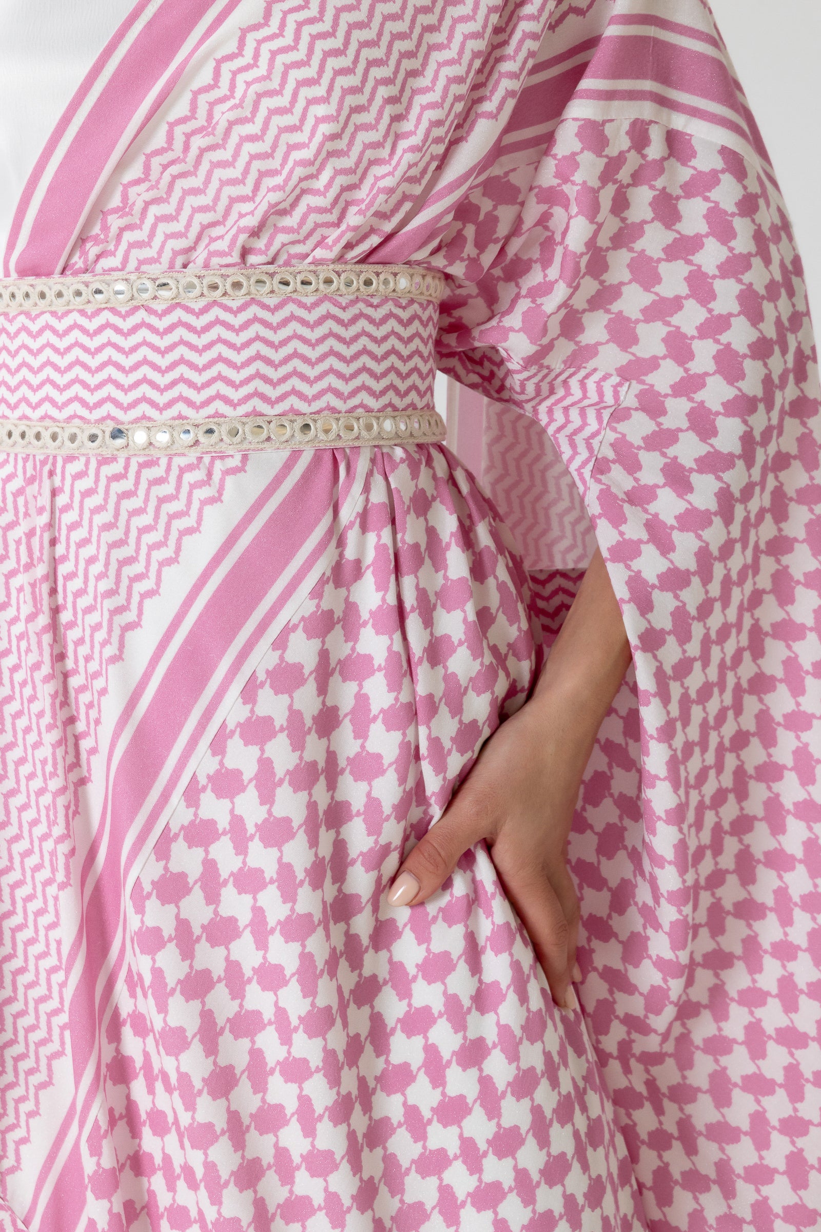 Pink Keffiyeh Layered Dress Set
