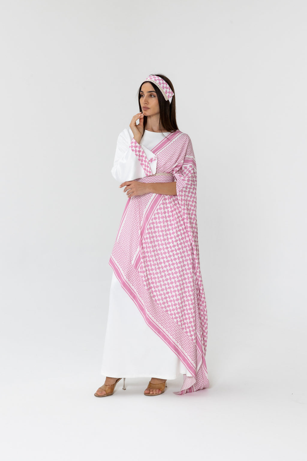 Pink Keffiyeh Layered Dress Set