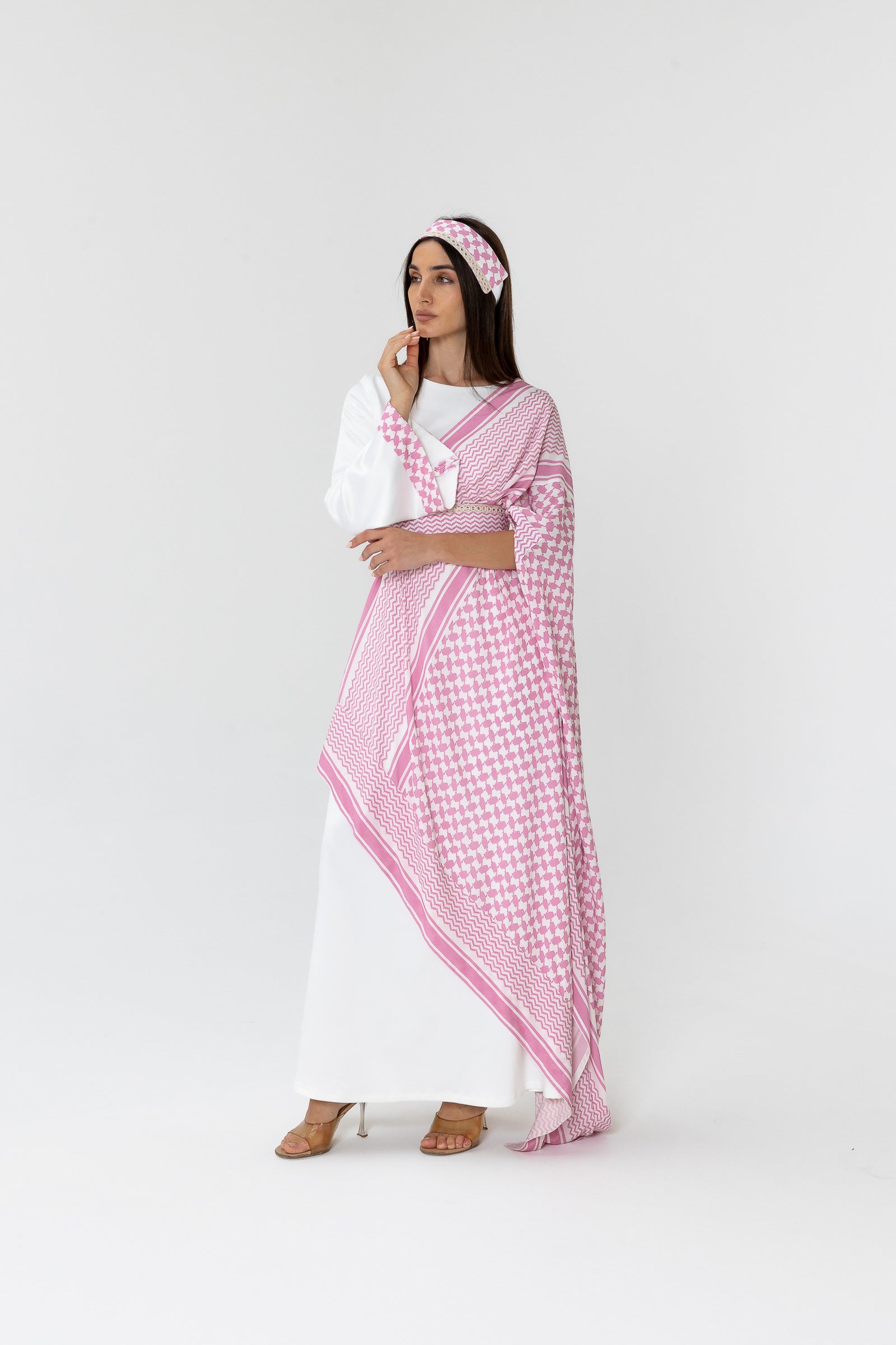 Pink Keffiyeh Layered Dress Set