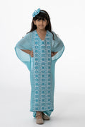 Kids Azure Kaftan with Embroidery