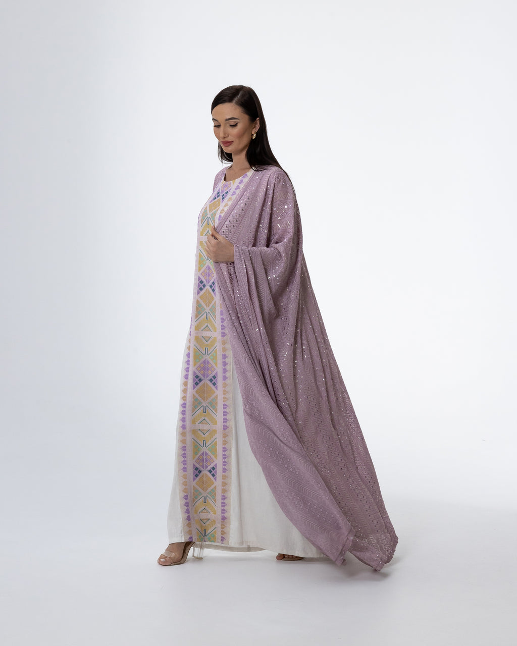 Lavender Kaftan with Embroidered Dress