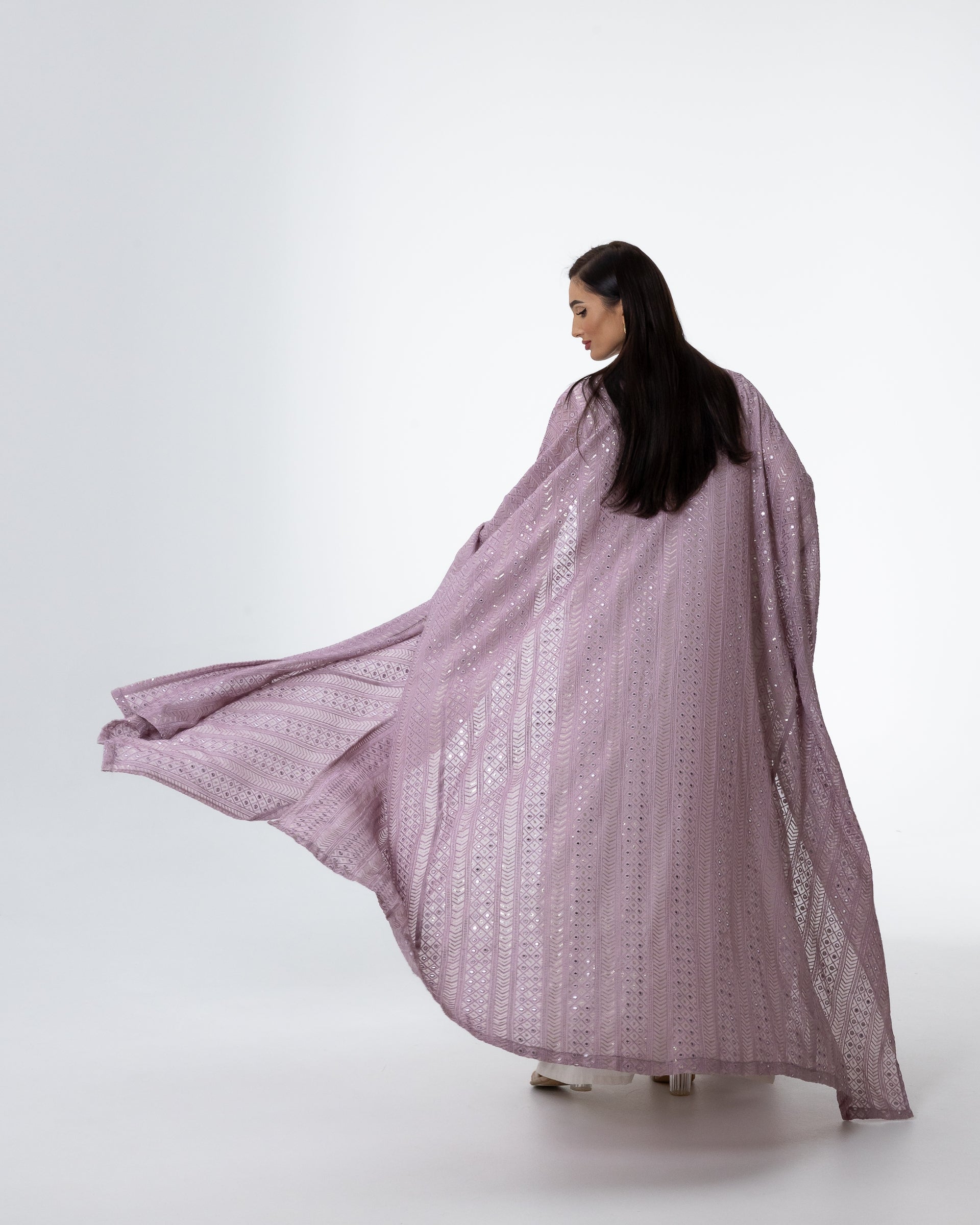 Lavender Kaftan with Embroidered Dress