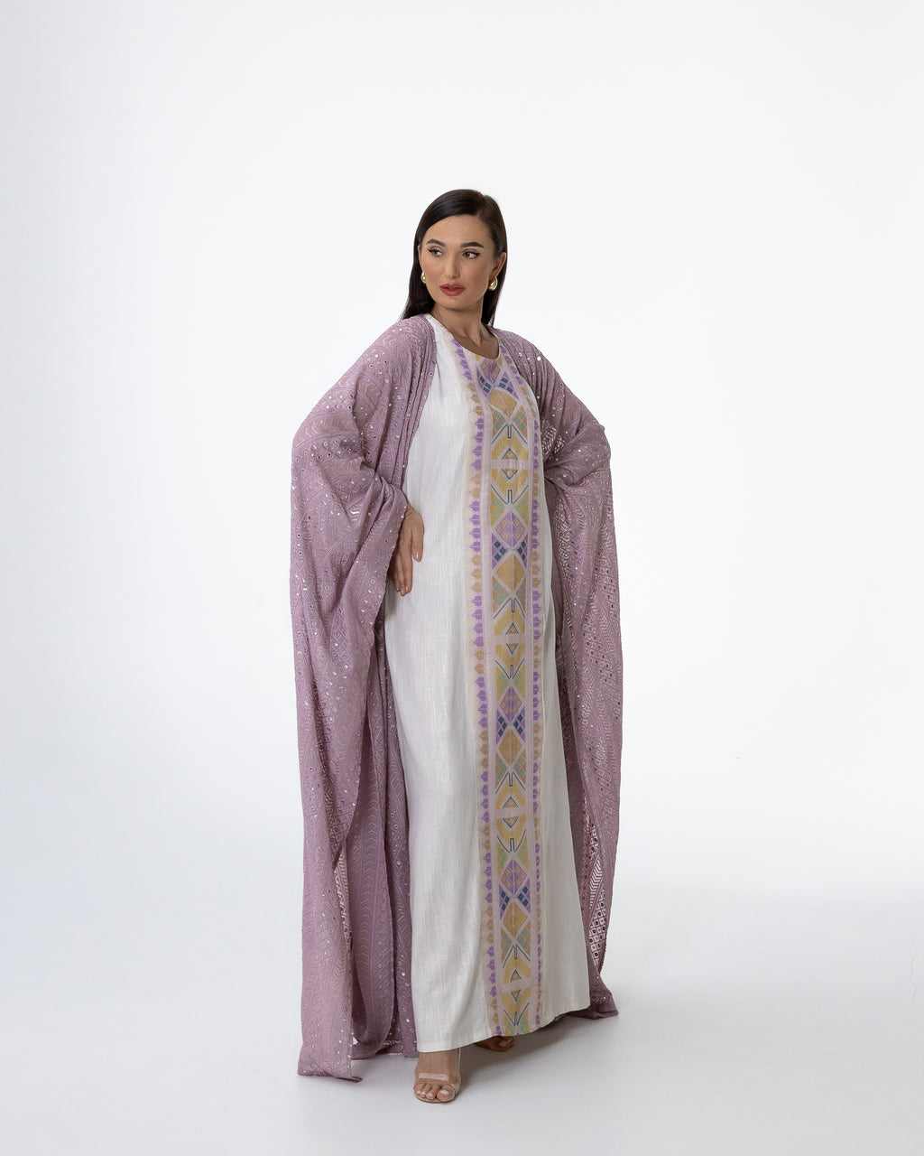Lavender Kaftan with Embroidered Dress
