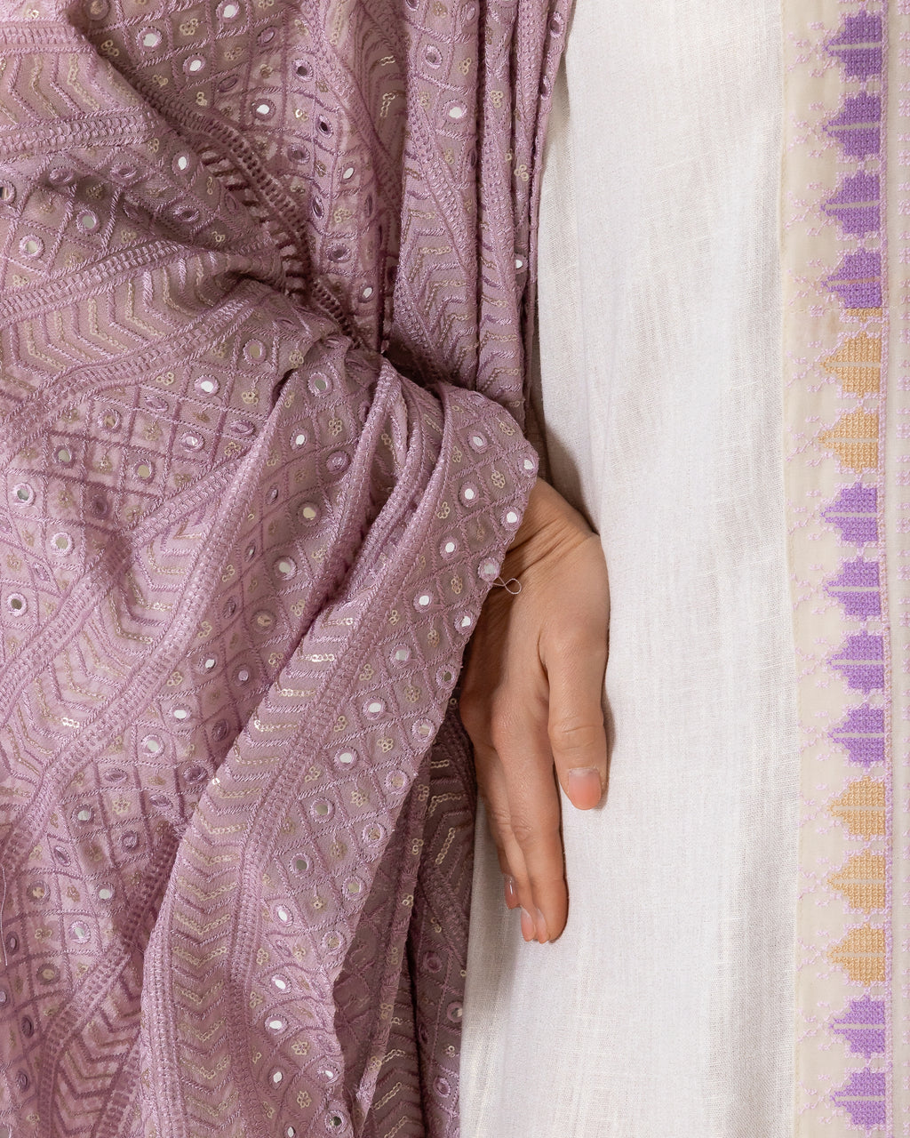 Lavender Kaftan with Embroidered Dress