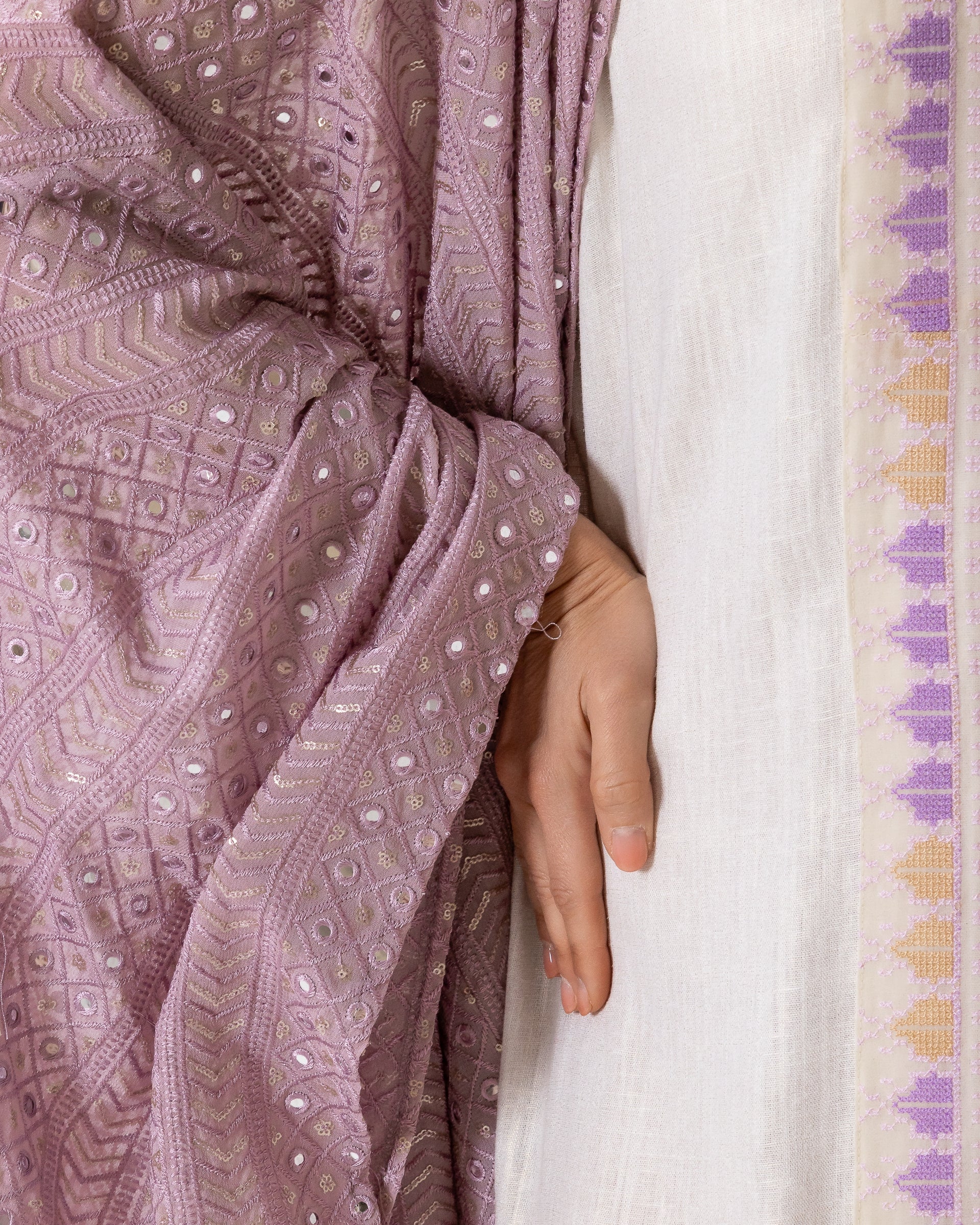Lavender Kaftan with Embroidered Dress