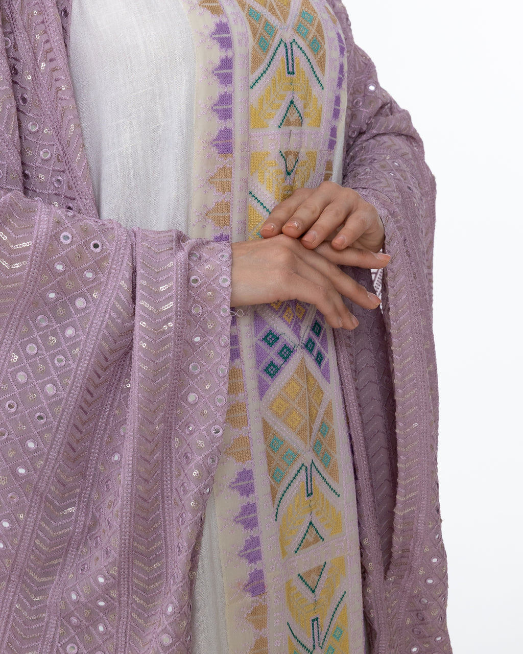 Lavender Kaftan with Embroidered Dress