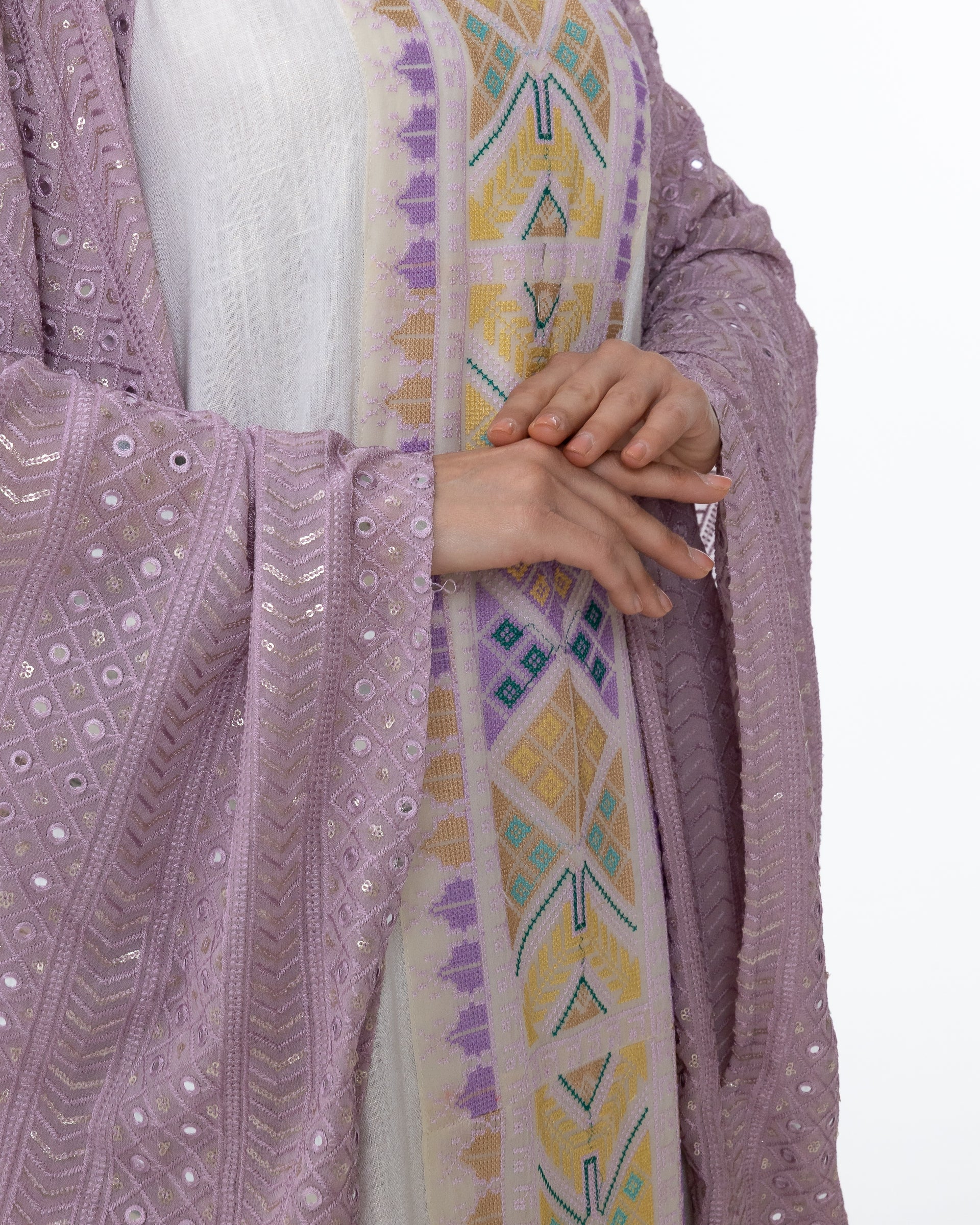 Lavender Kaftan with Embroidered Dress