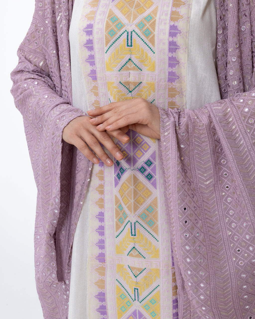 Lavender Kaftan with Embroidered Dress