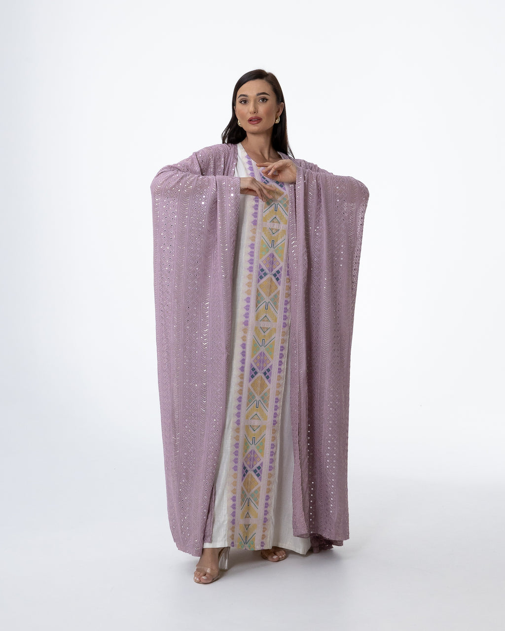 Lavender Kaftan with Embroidered Dress