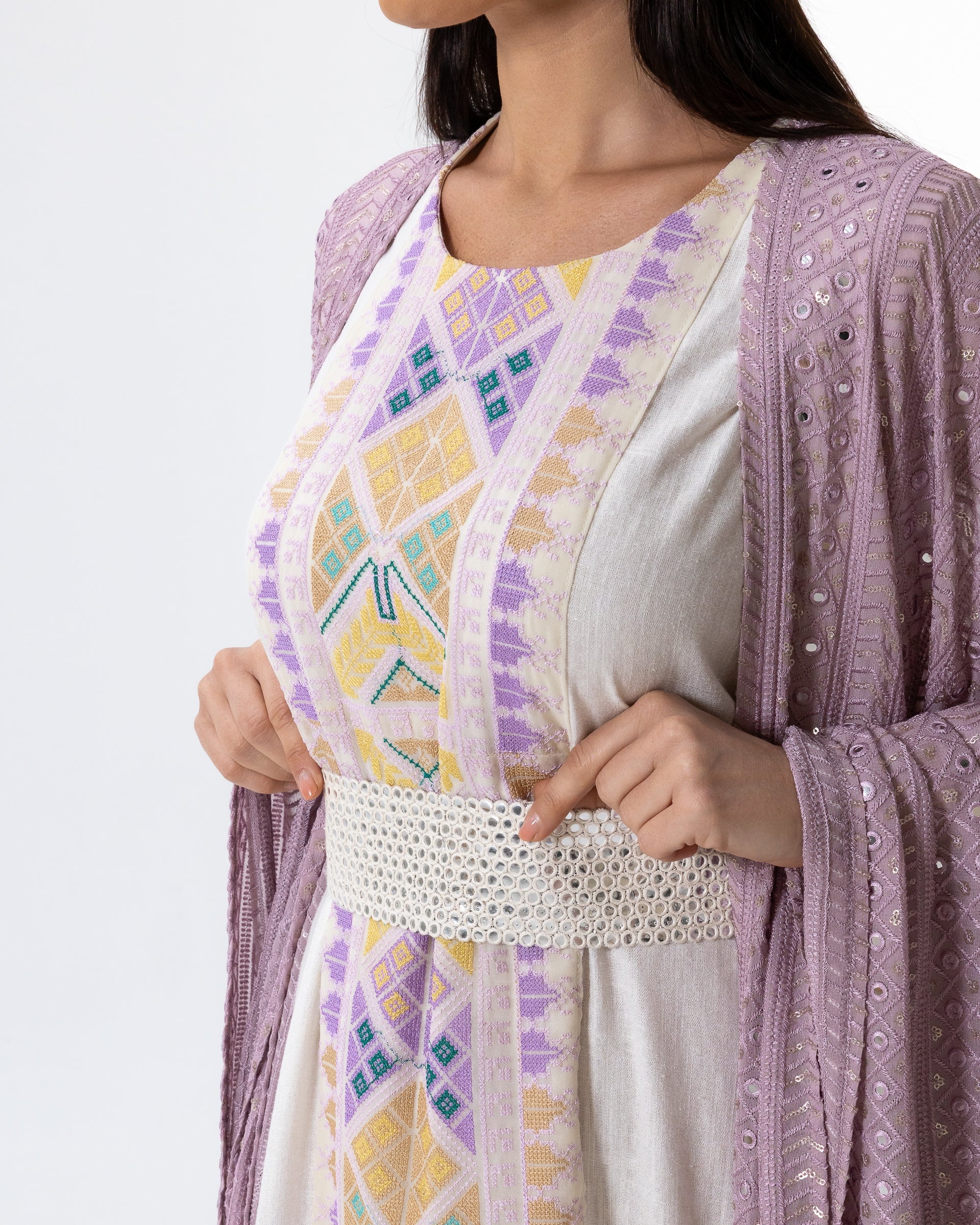 Lavender Kaftan with Embroidered Dress