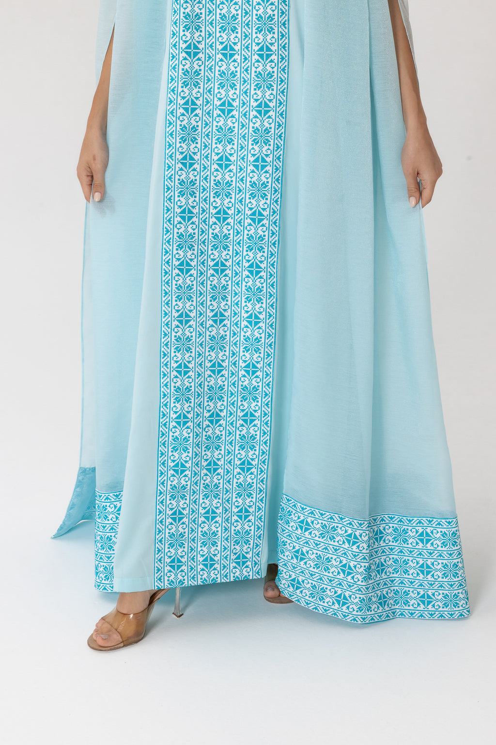 Blue Embroidered Cape Kaftan