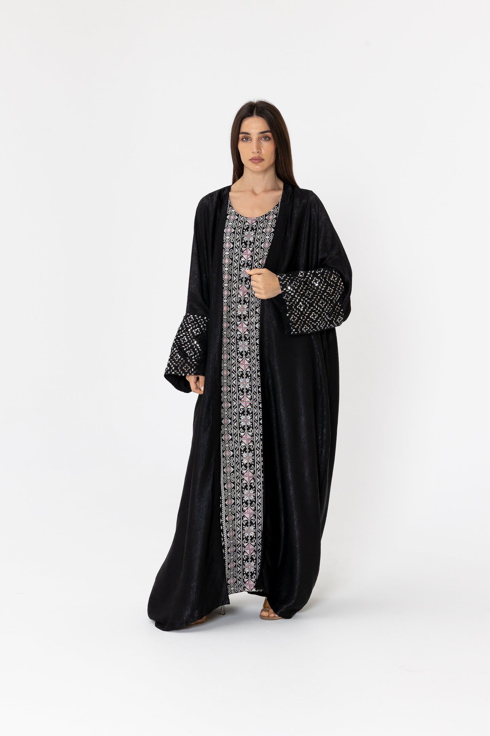 Black Two-Piece Embroidered Set