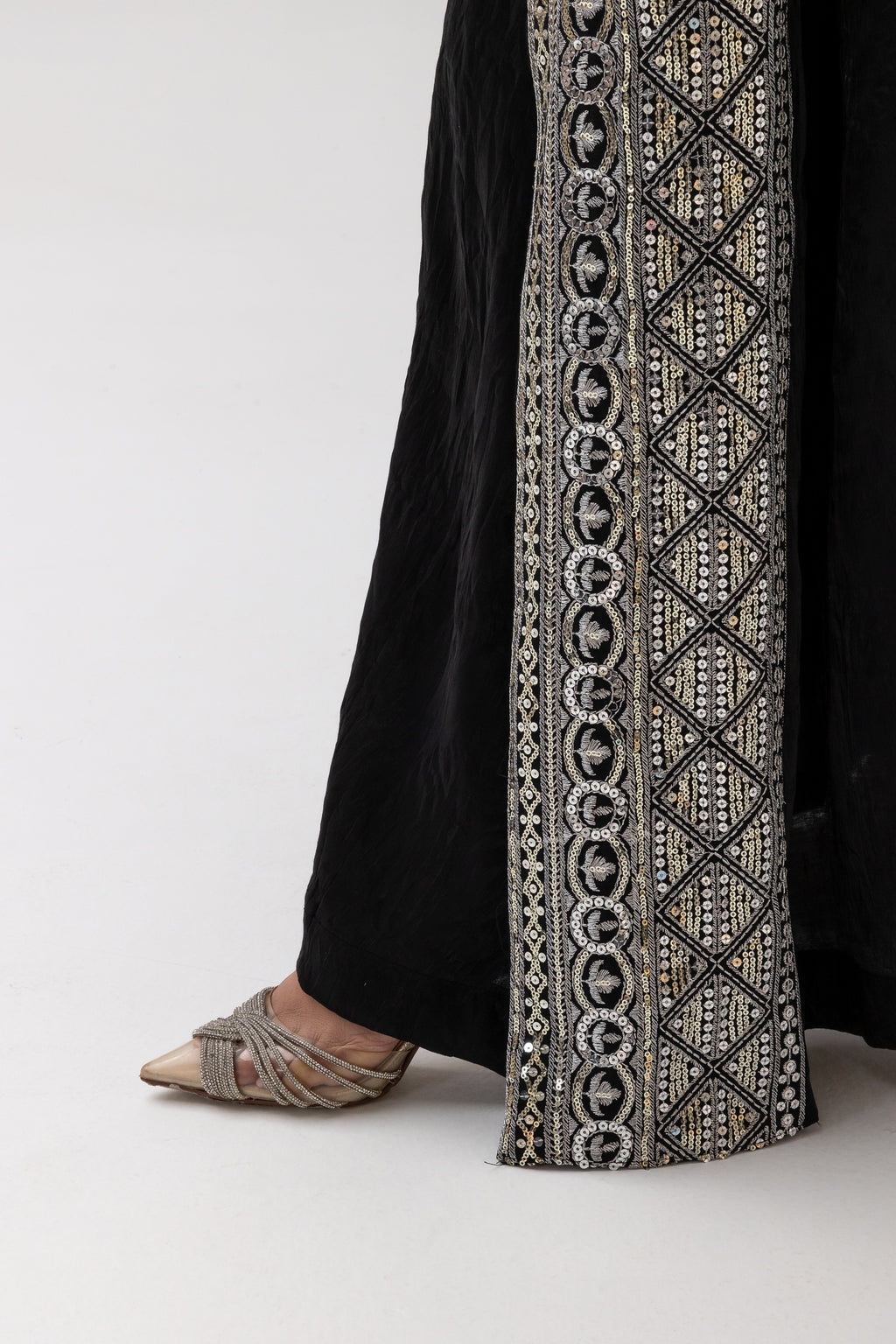 Black Dress with Embroidered Overlay