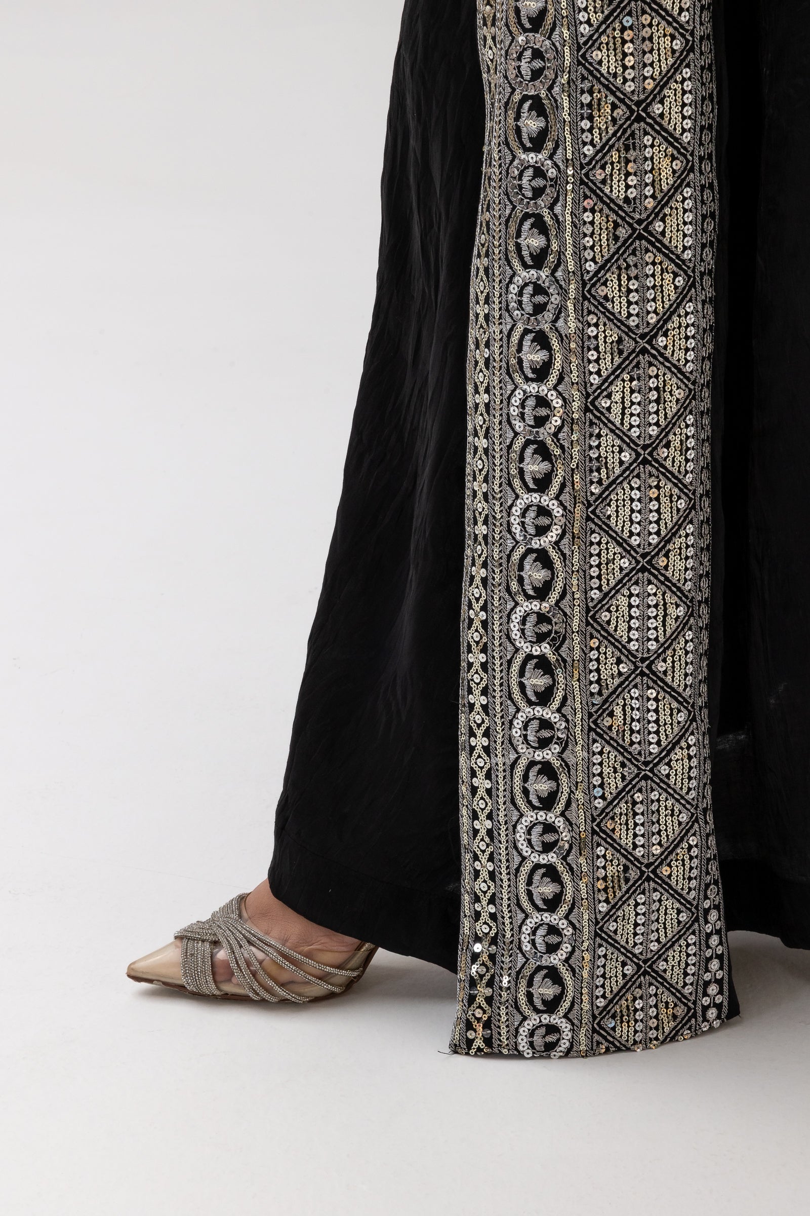 Black Dress with Embroidered Overlay