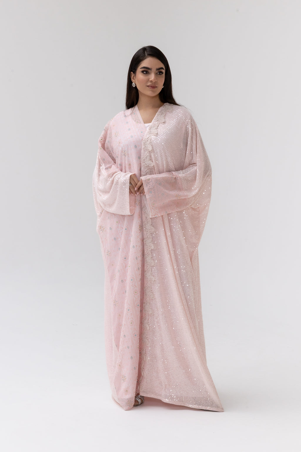 Blush Abaya with Butterfly Aplliqué
