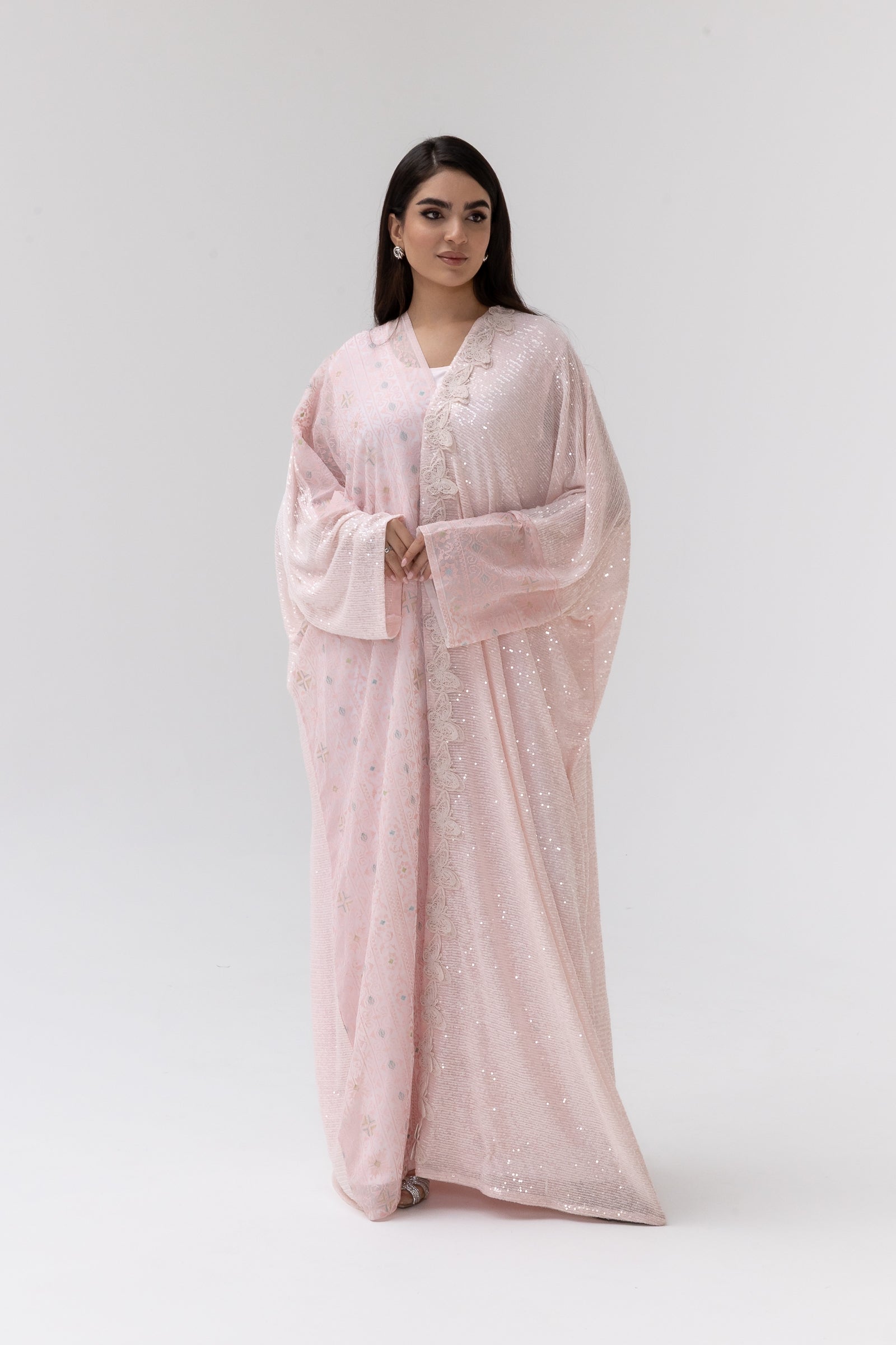 Blush Abaya with Butterfly Aplliqué