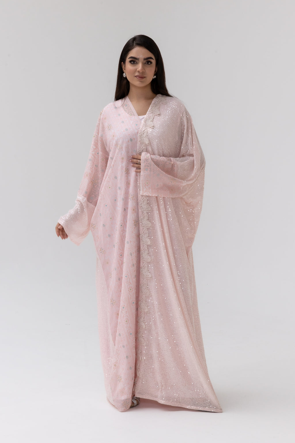 Blush Abaya with Butterfly Aplliqué