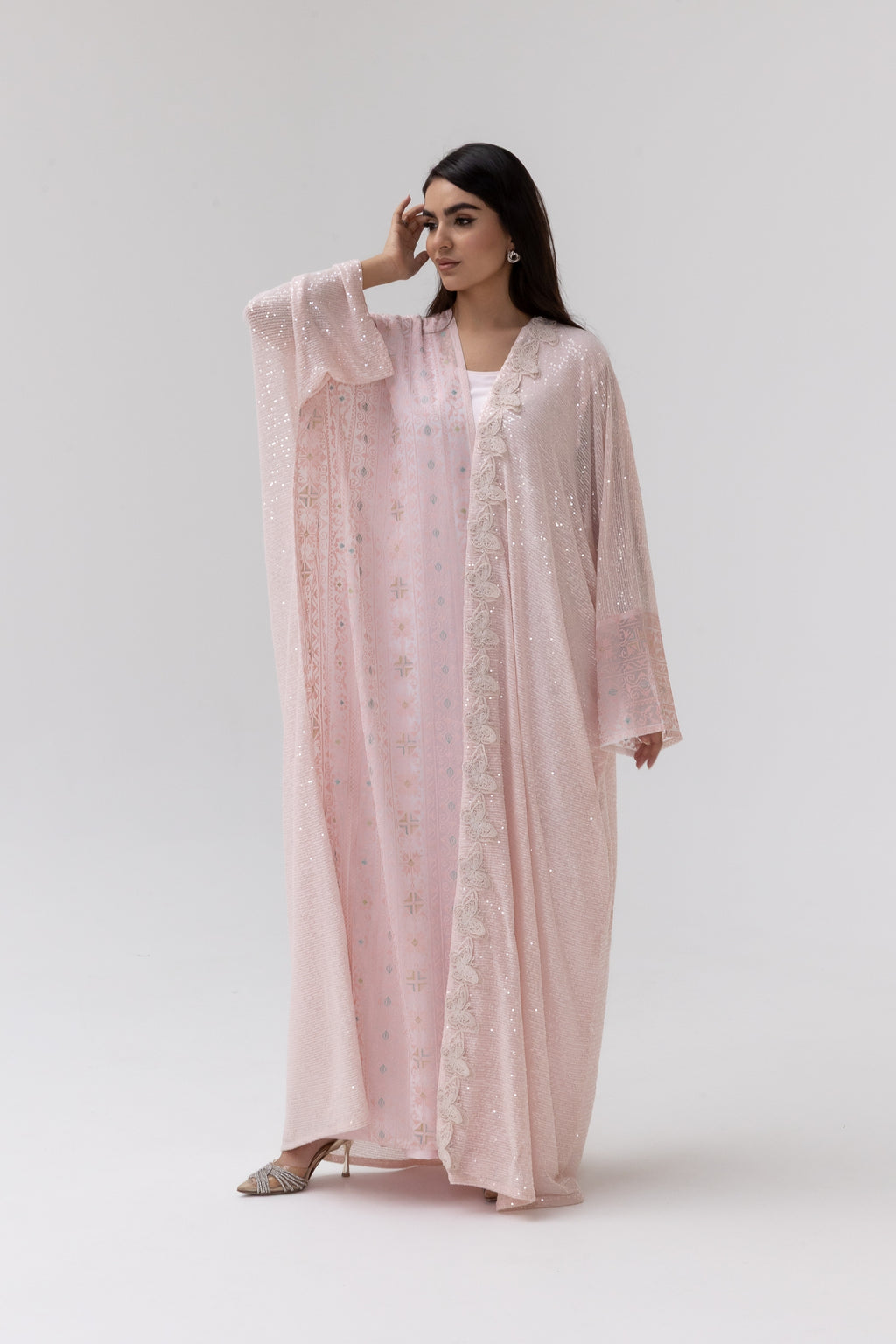 Blush Abaya with Butterfly Aplliqué