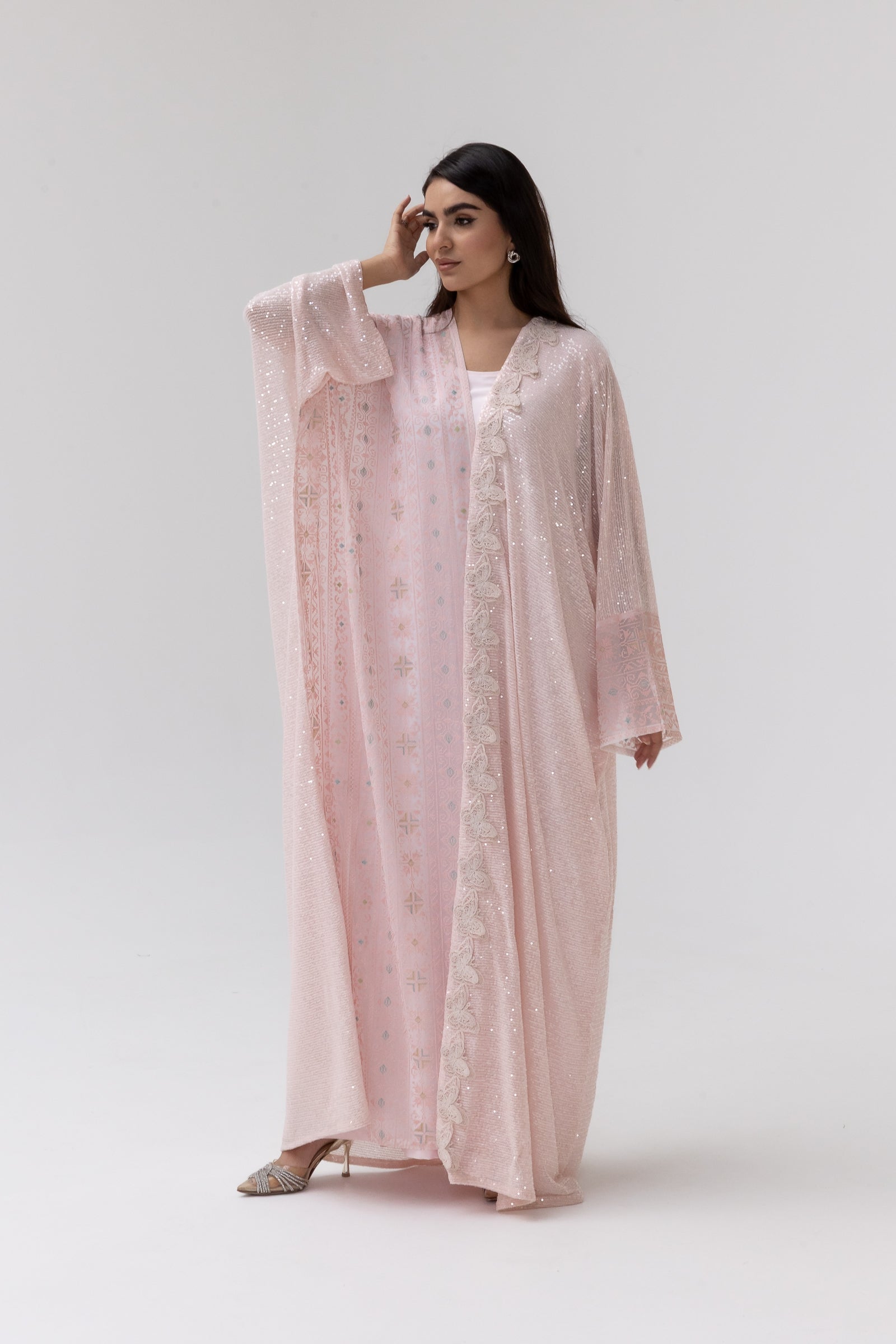 Blush Abaya with Butterfly Aplliqué