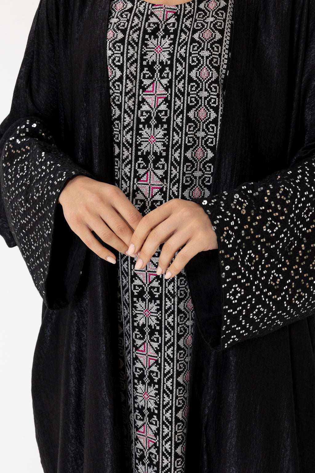 Black Two-Piece Embroidered Set