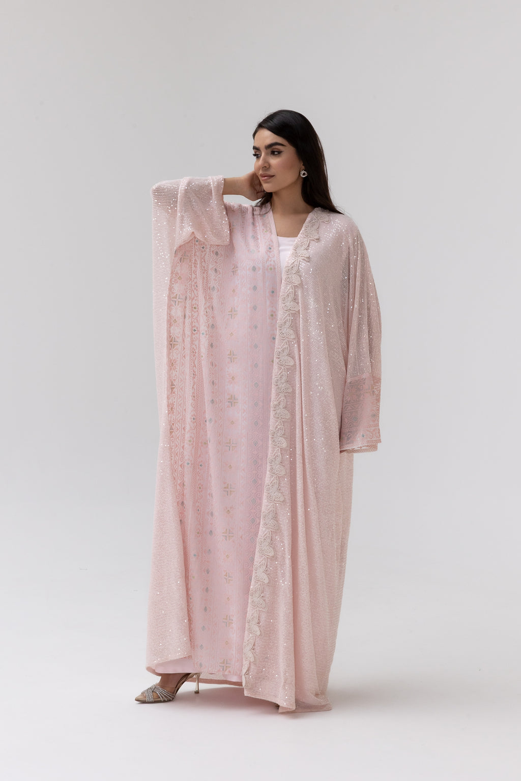 Blush Abaya with Butterfly Aplliqué