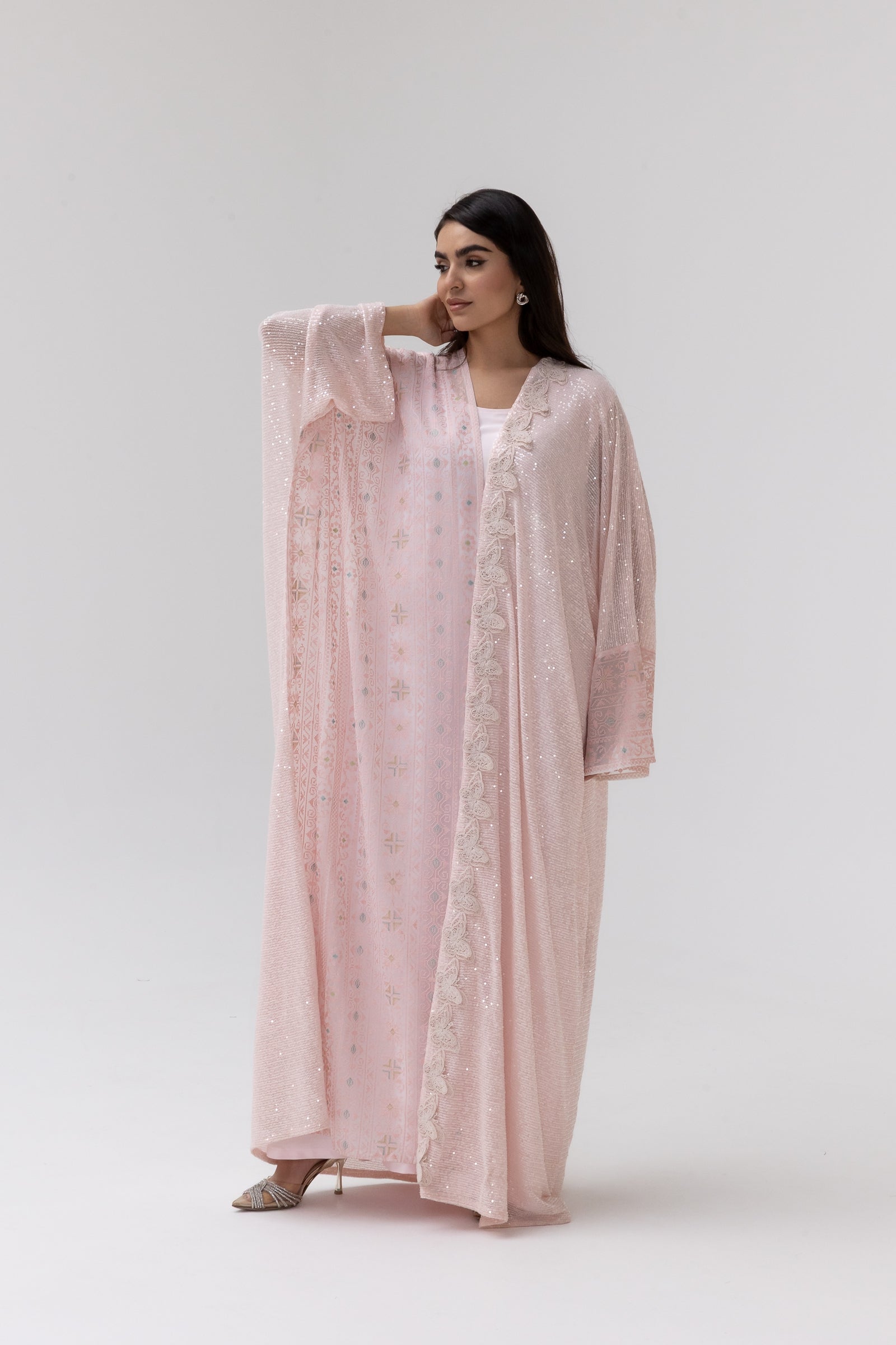 Blush Abaya with Butterfly Aplliqué
